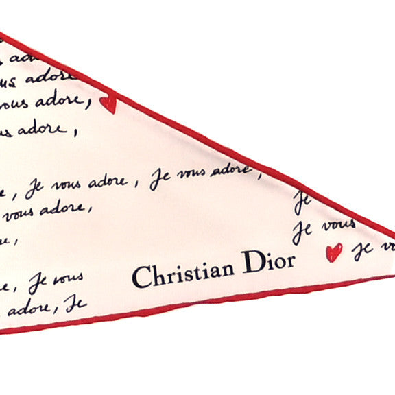 Silk DiorAmour Print Diamond Scarf White Red