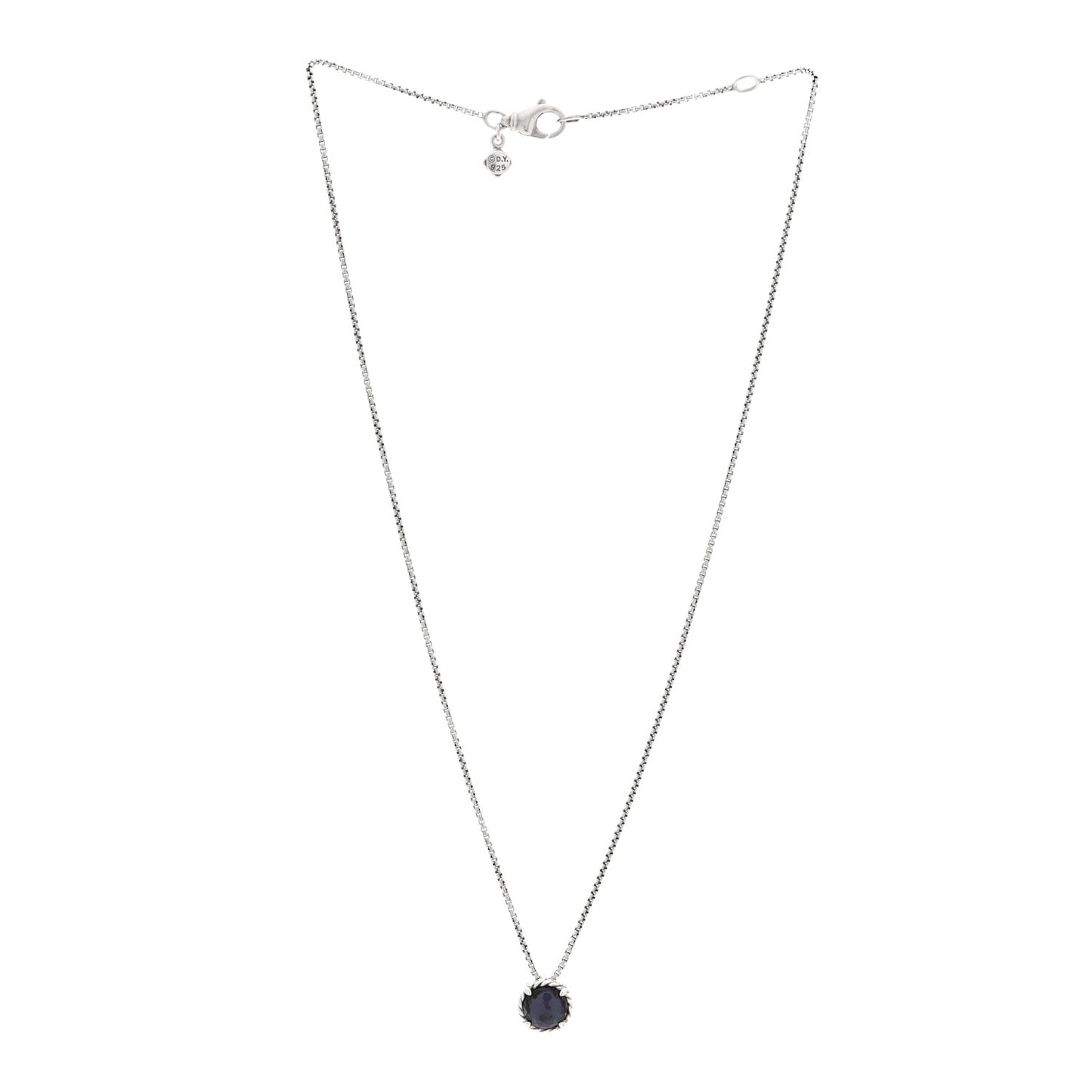 Sterling Silver Black Orchid 8mm Petite Chatelaine Pendant Necklace