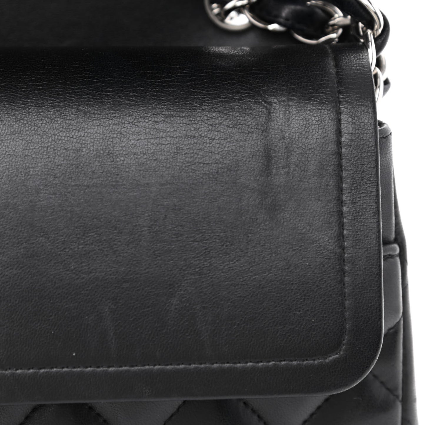 Lambskin Quilted Jumbo Double Flap Black