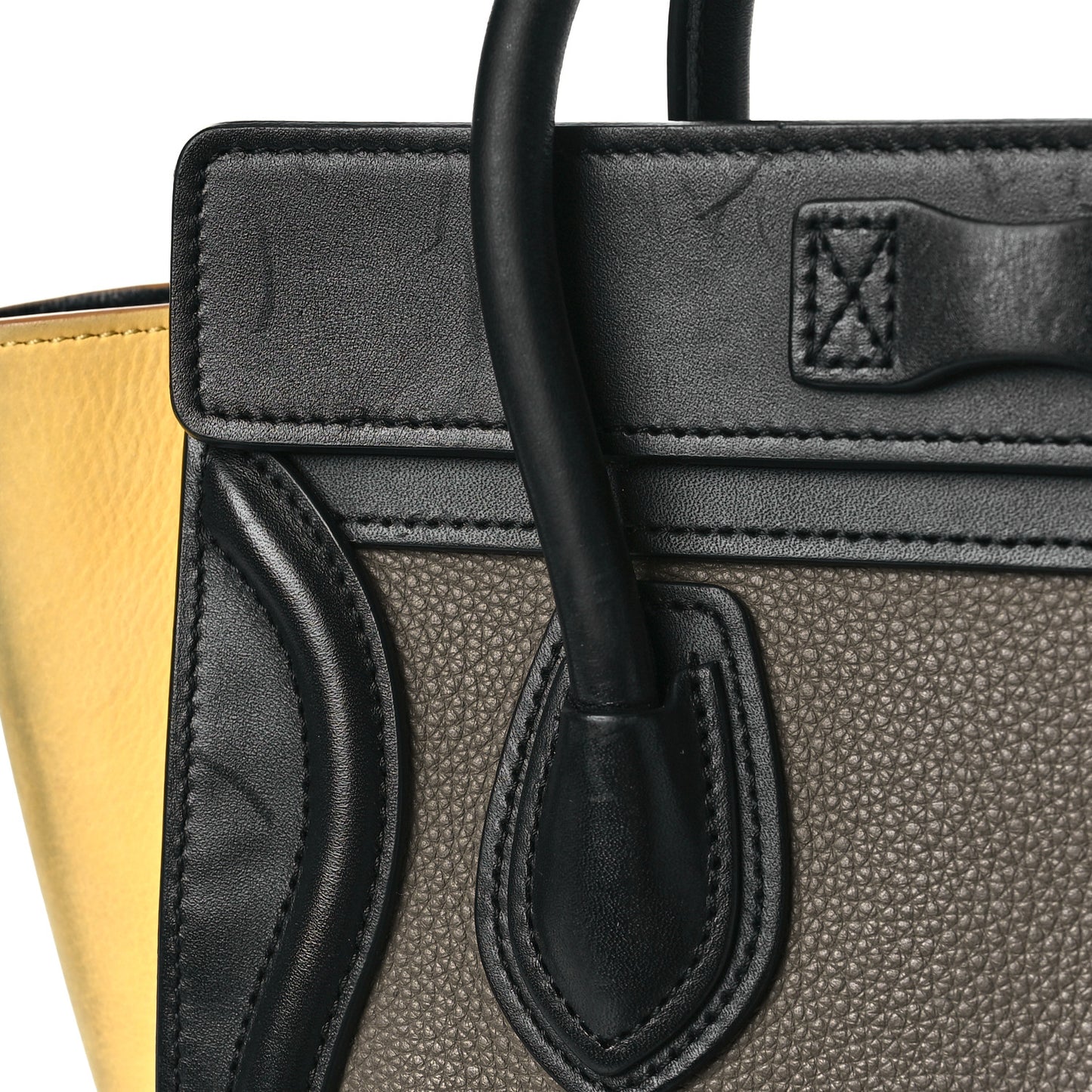 Drummed Calfskin Suede Nano Tri-Color Luggage Amber
