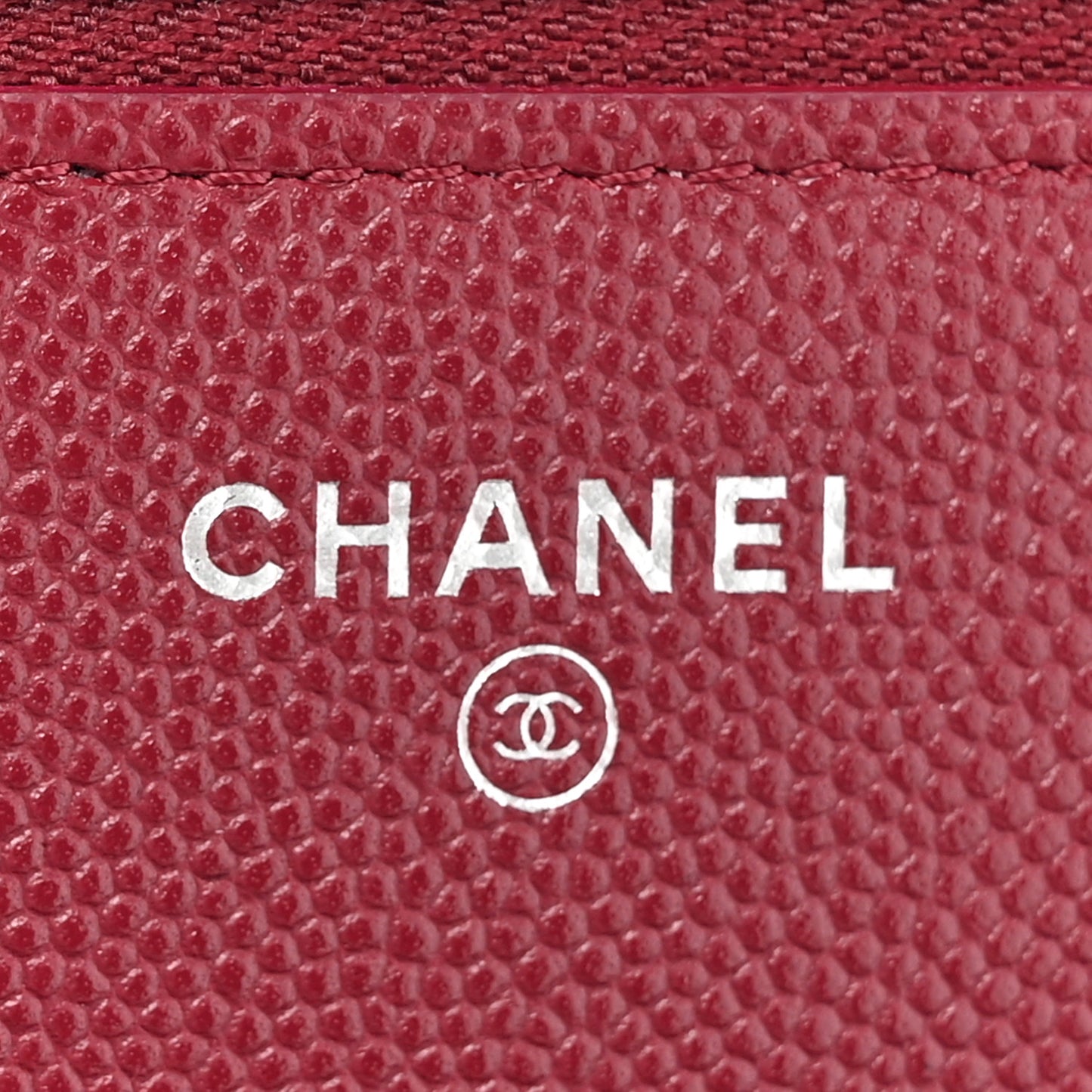 Caviar Quilted Glass Wallet On Chain WOC Burgundy