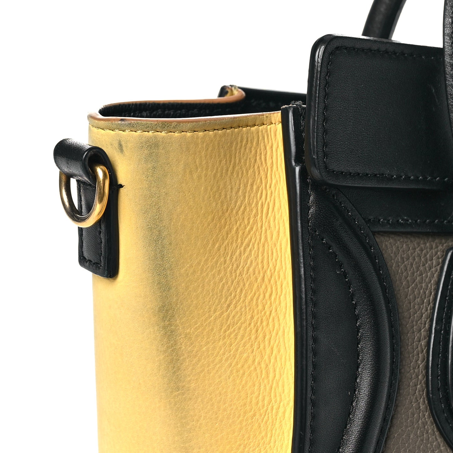 Drummed Calfskin Suede Nano Tri-Color Luggage Amber
