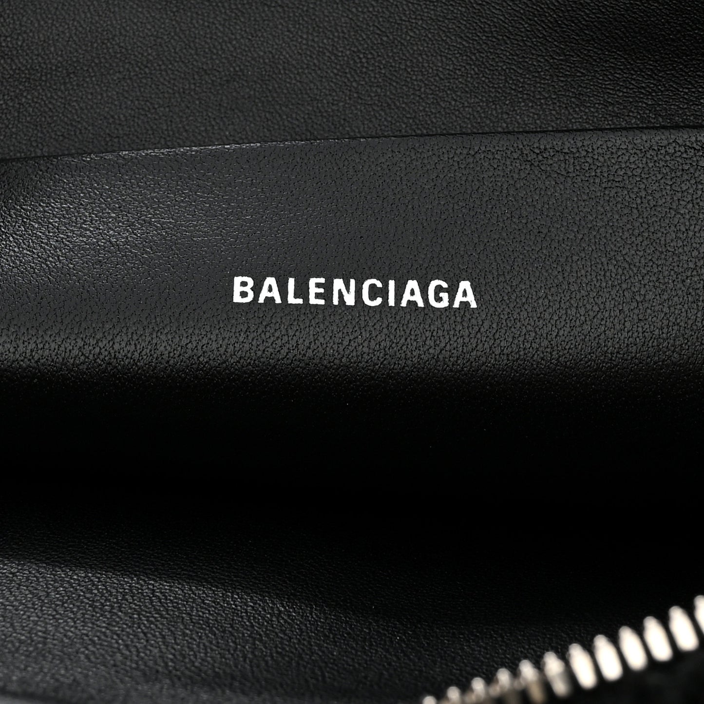 Sheepskin Shearling Contrasted Logo Large Zip Pouch Black