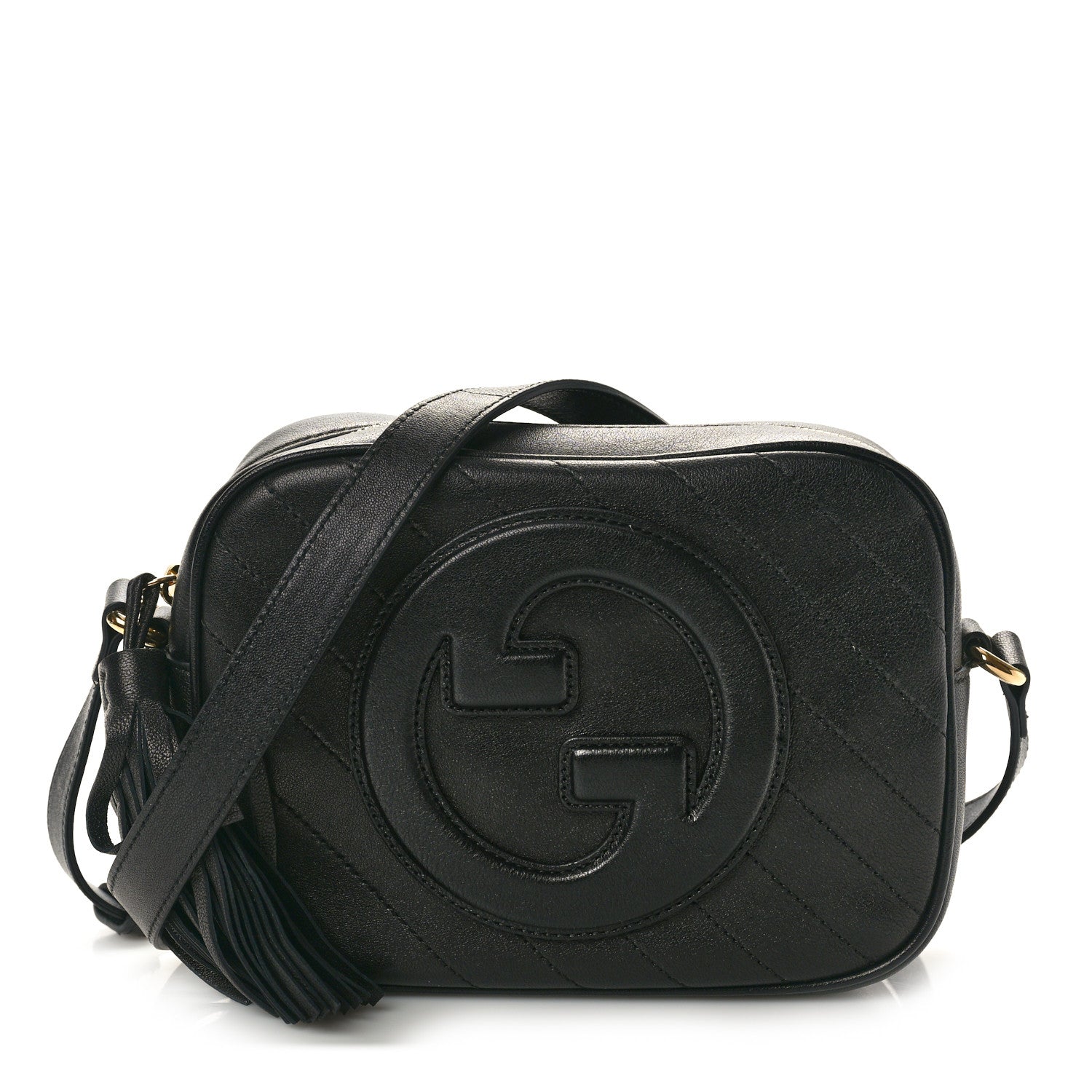 Gucci Sakai Be Green Calfskin Diagonal Stitched Small Blondie Shoulder Bag Black 1 of 9