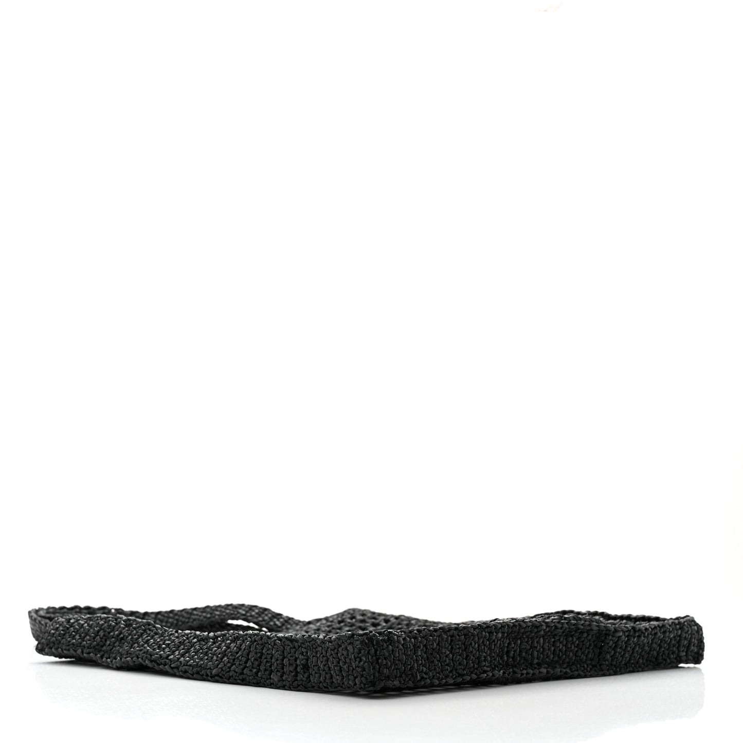 Yarn Raffia Effect Crochet Logo Embroidered Tote Bag Black