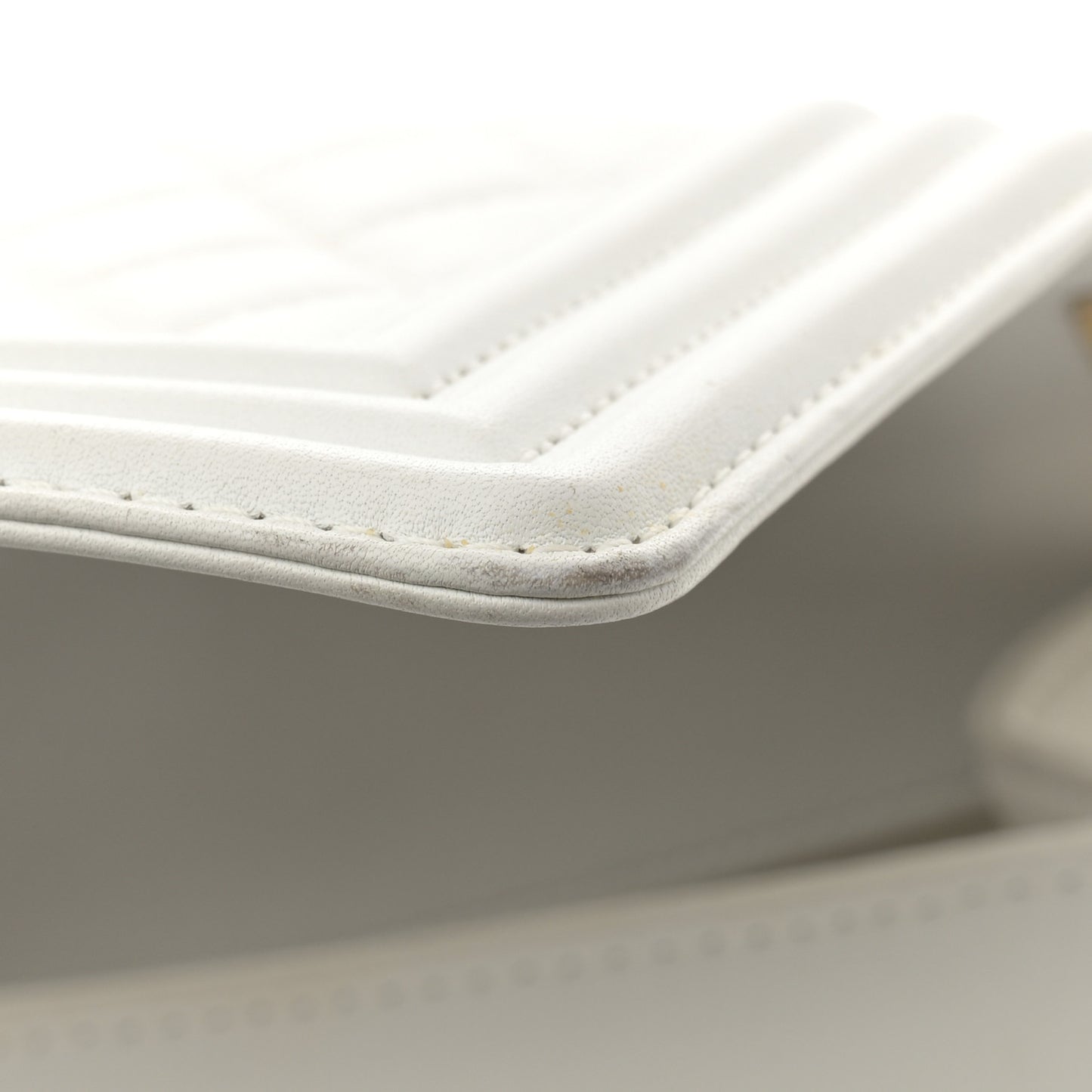 Lambskin Quilted Small Boy Flap White