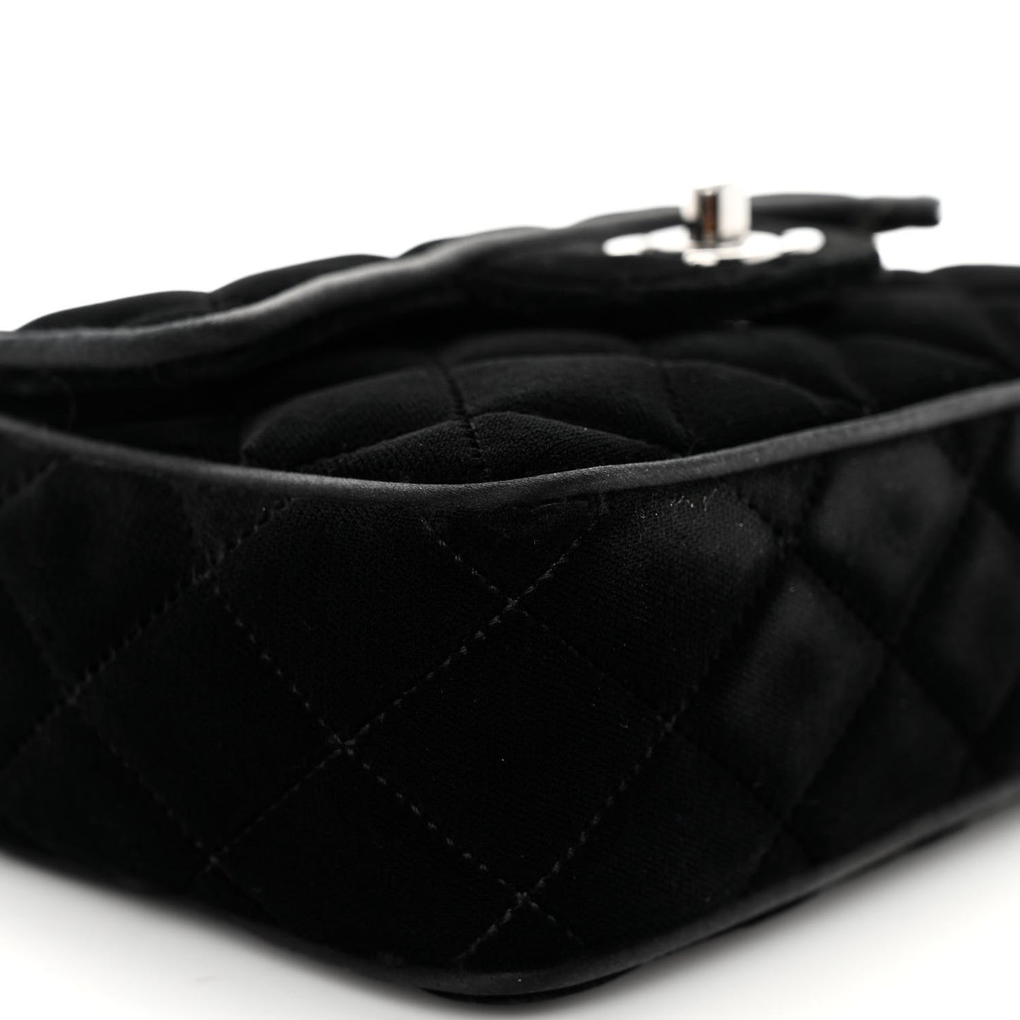 Velvet Quilted Mini Square Flap Black