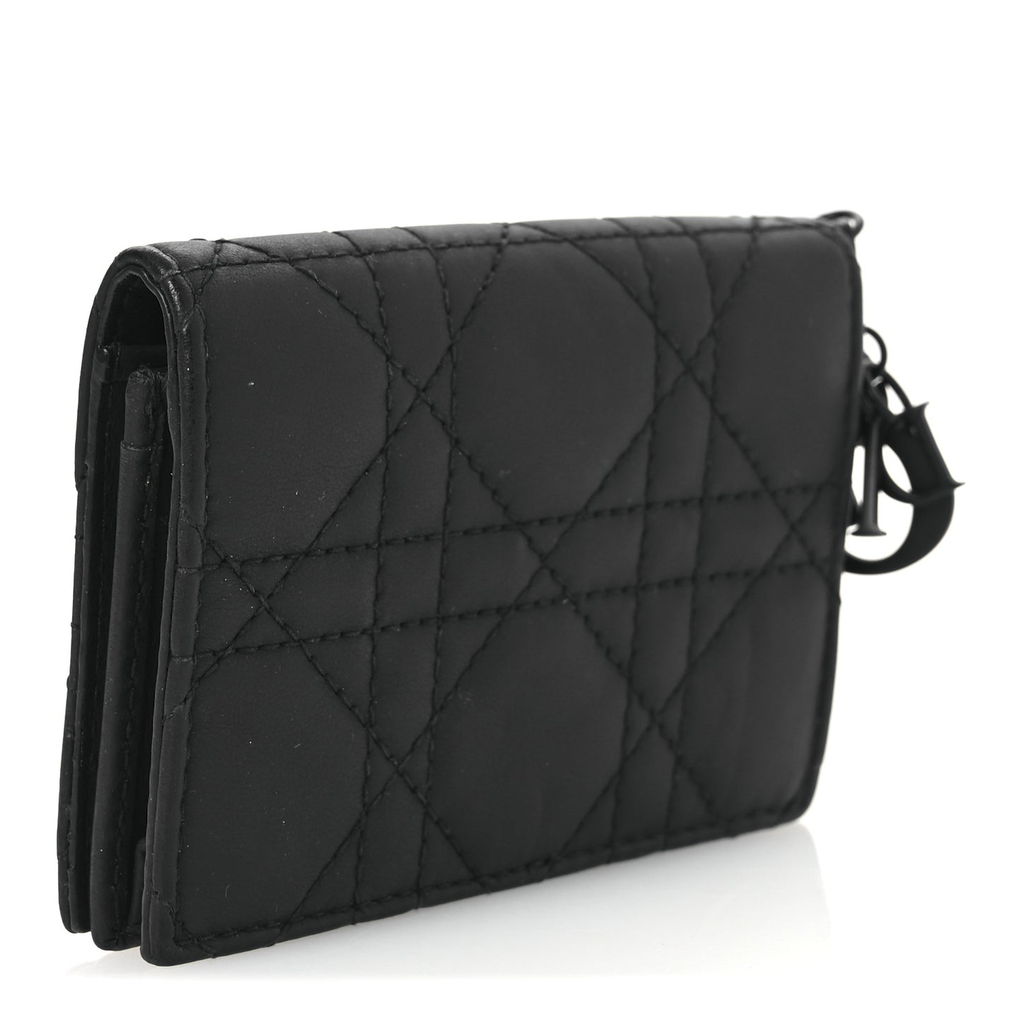 Ultra Matte Calfskin Small Lady Dior Flap Card Holder Black