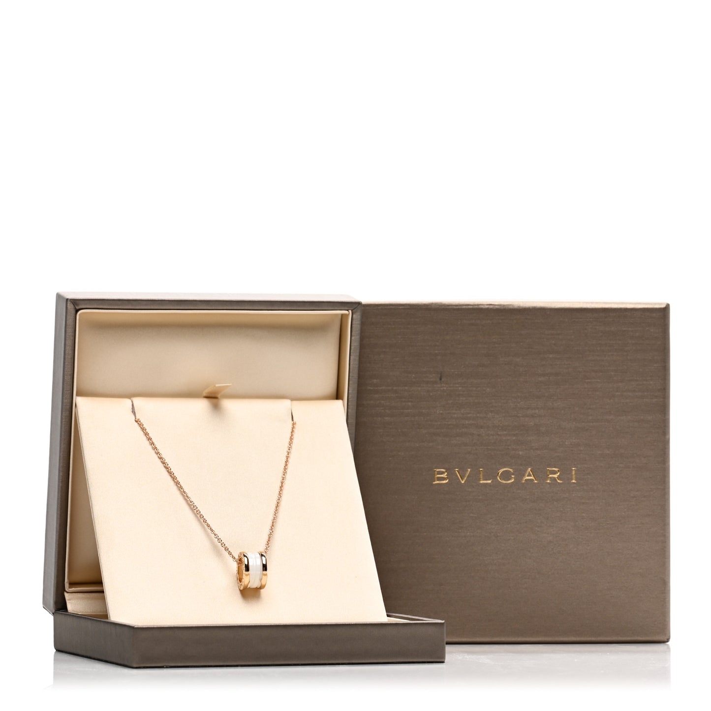18K Rose Gold White Ceramic B.Zero1 Pendant Necklace