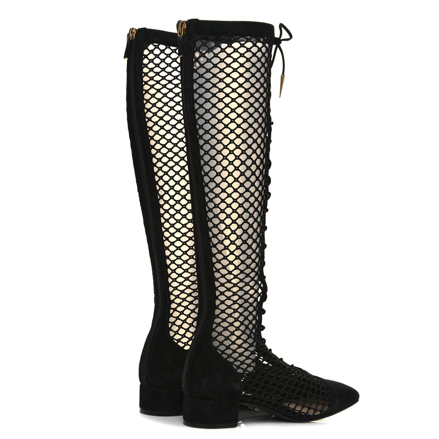 Suede Resille Naughtily-D 30mm Tall Boots 35 Black