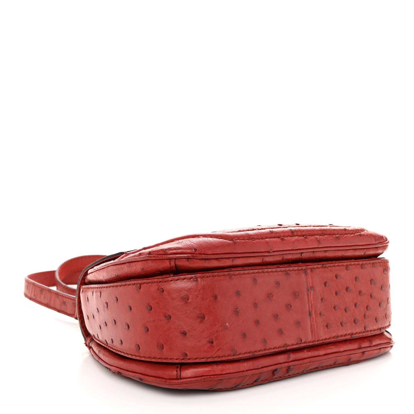Ostrich Medium New Bamboo Top Handle Bag Red