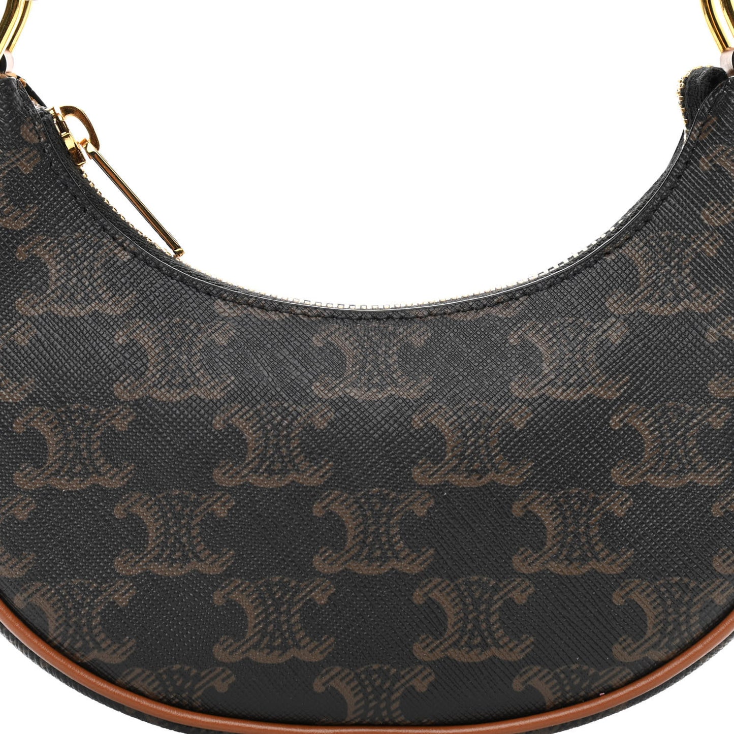 Canvas Calfskin Mini Ava Triomphe Shoulder Bag Tan