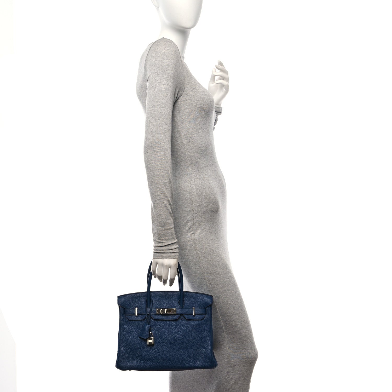Hermes Taurillon Clemence Birkin 30 Bleu De Malte 2 of 10