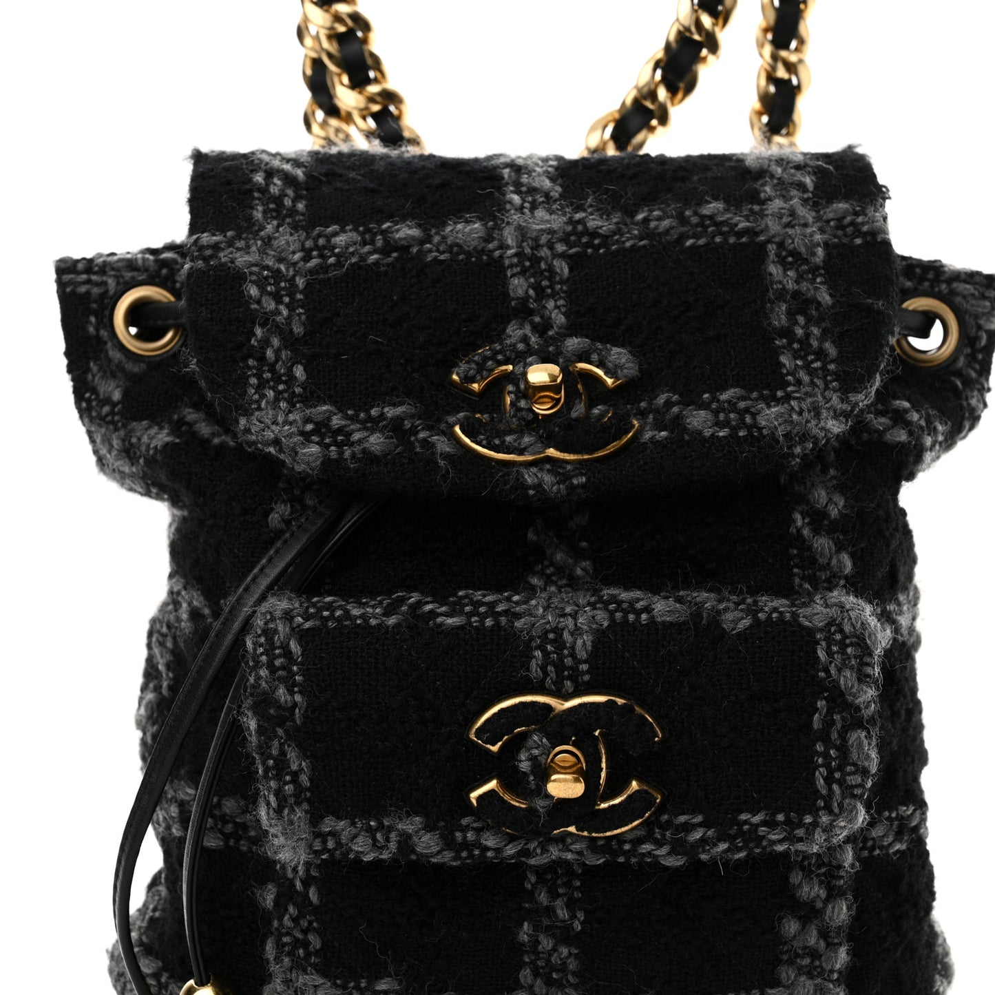 Wool Tweed Elegant Backpack Black Grey