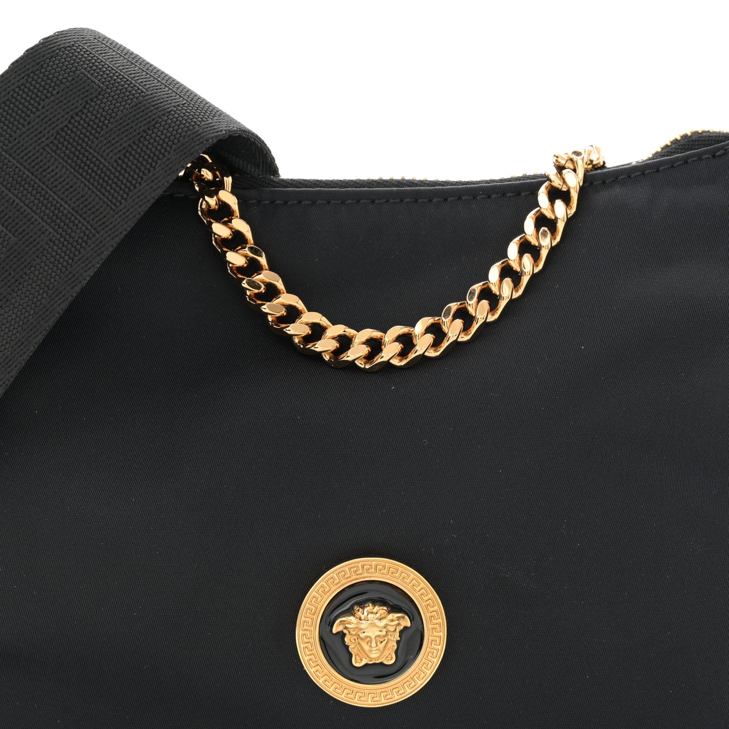 Nylon Medusa Small Shoulder Bag Black