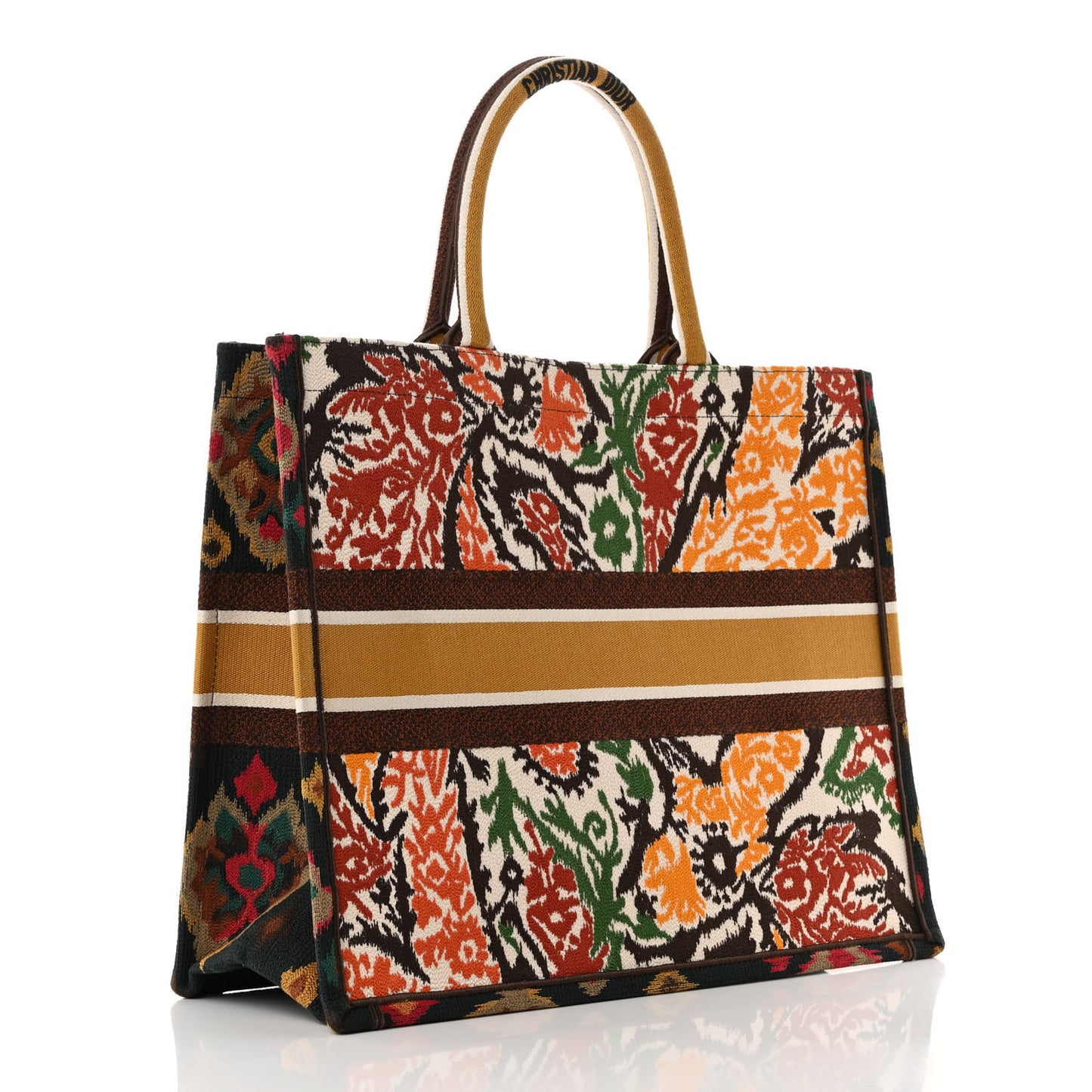 Canvas Embroidered Large Paisley Book Tote Multicolor