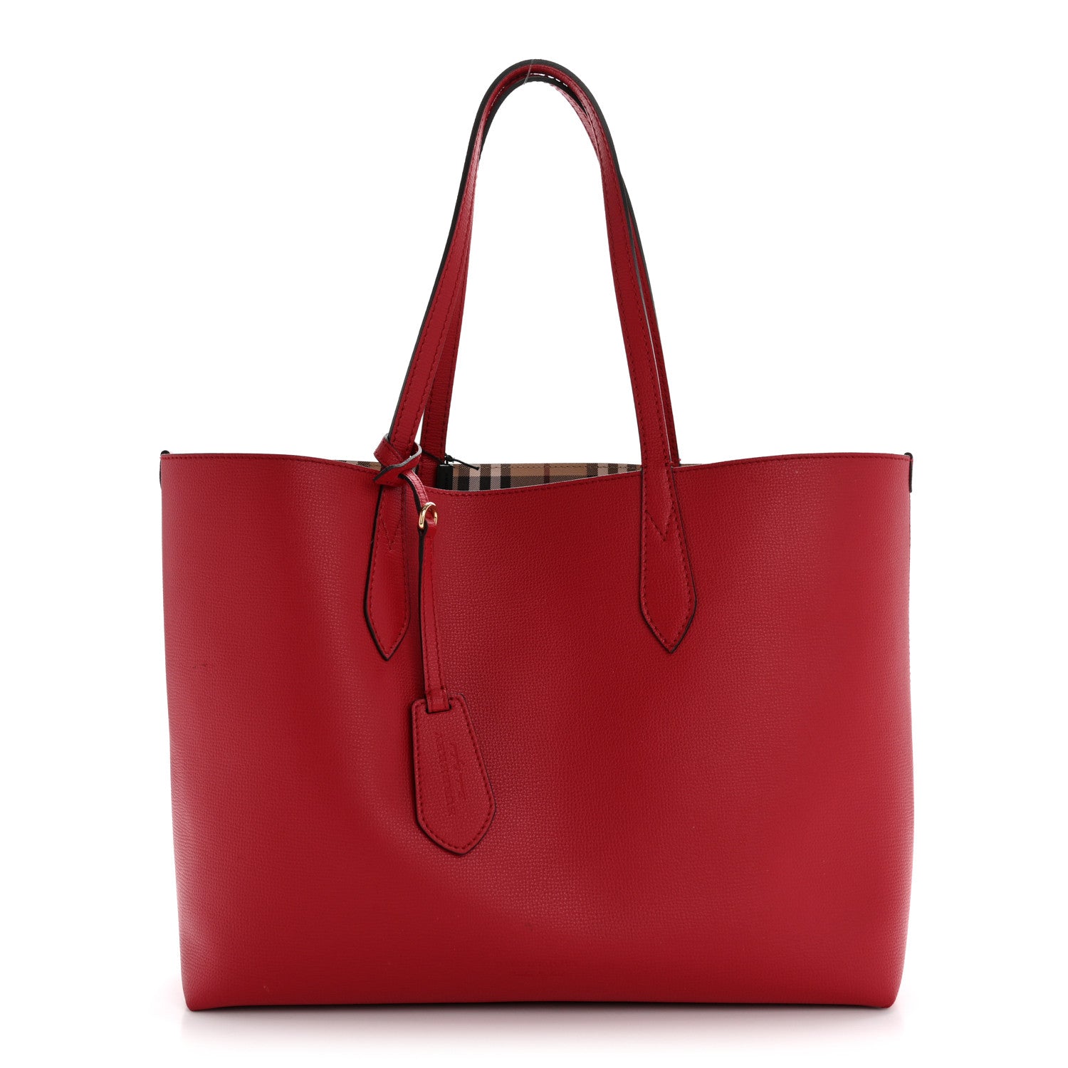 Burberry Haymarket Check Medium Reversible Tote Poppy Red 1 of 21