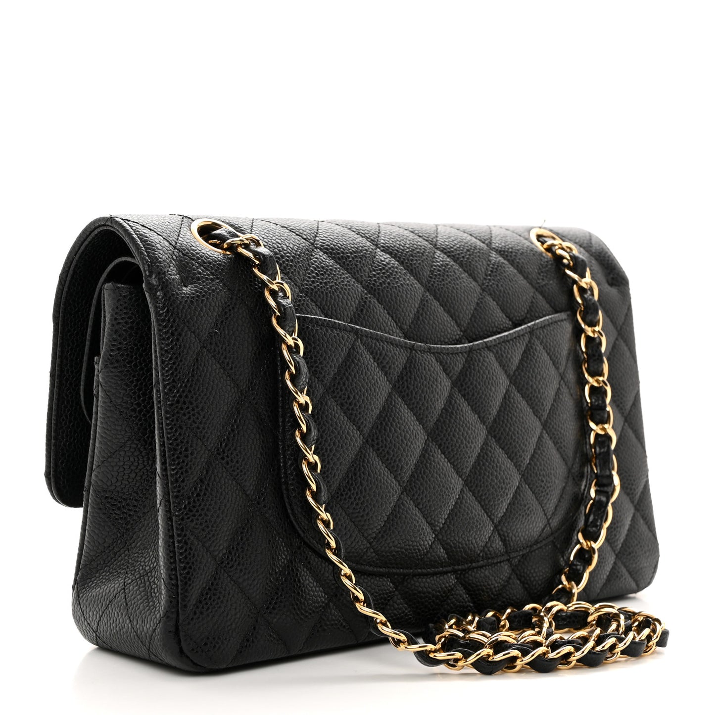 Caviar Quilted Medium Double Flap Black