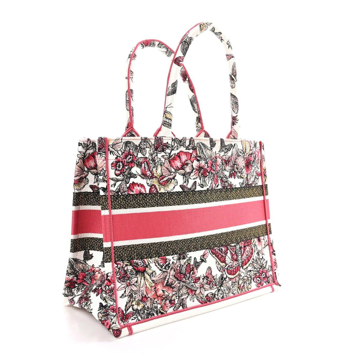 Canvas Embroidered Medium Butterfly Print Book Tote Multicolor