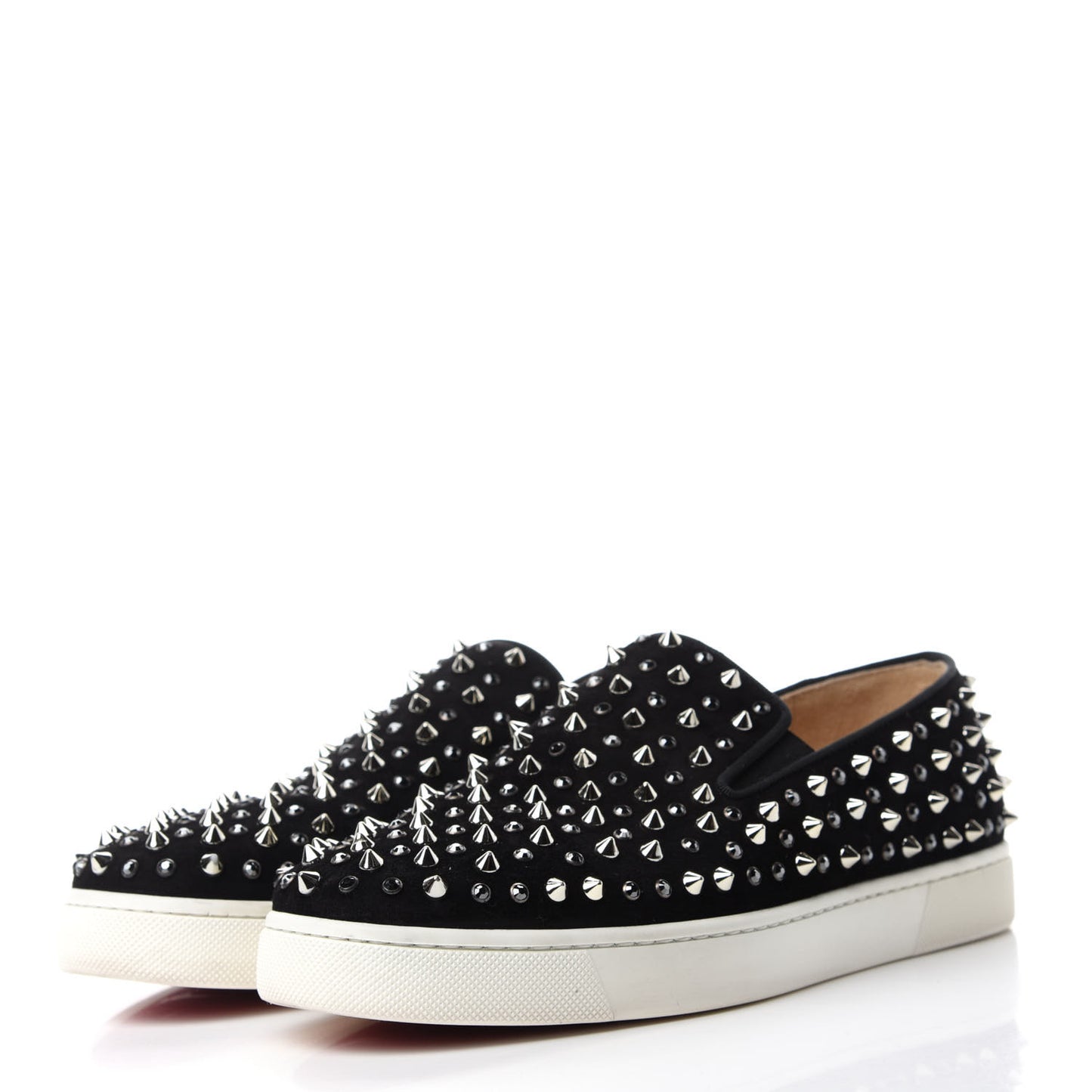 Veau Velours Studded Womens Slip On Sneakers 38 Black