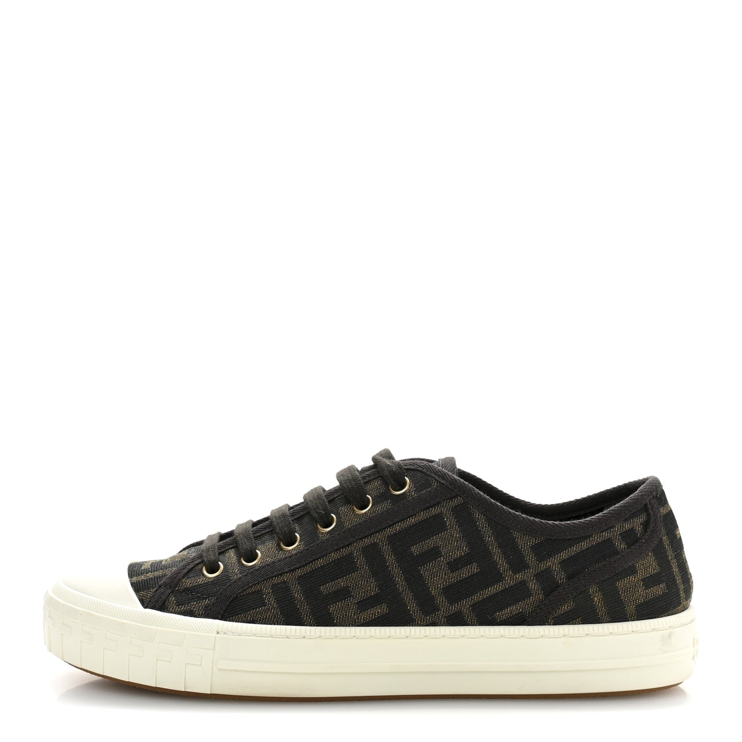 Fabric Jacquard FF Womens Domino Low Top Sneakers 39 Tobacco