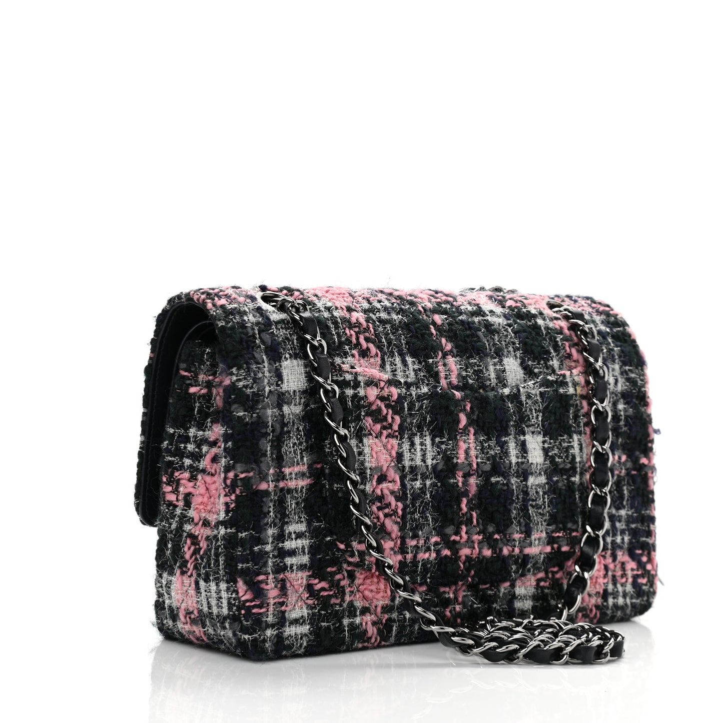 Tweed Quilted Medium Double Flap Multicolor