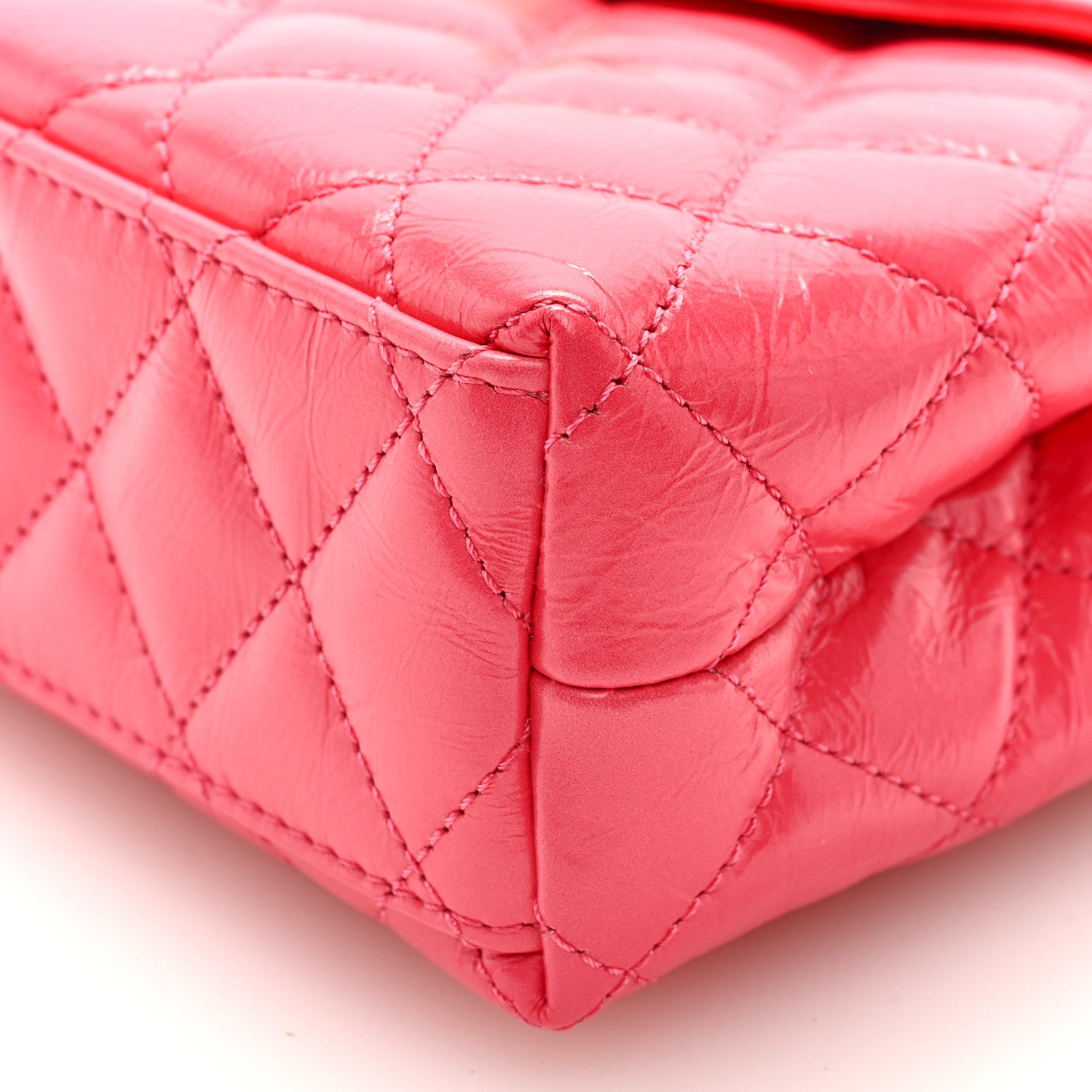 Chanel Shiny Aged Calfskin Quilted Nano Kelly Shopper Dark Pink 10 of 10