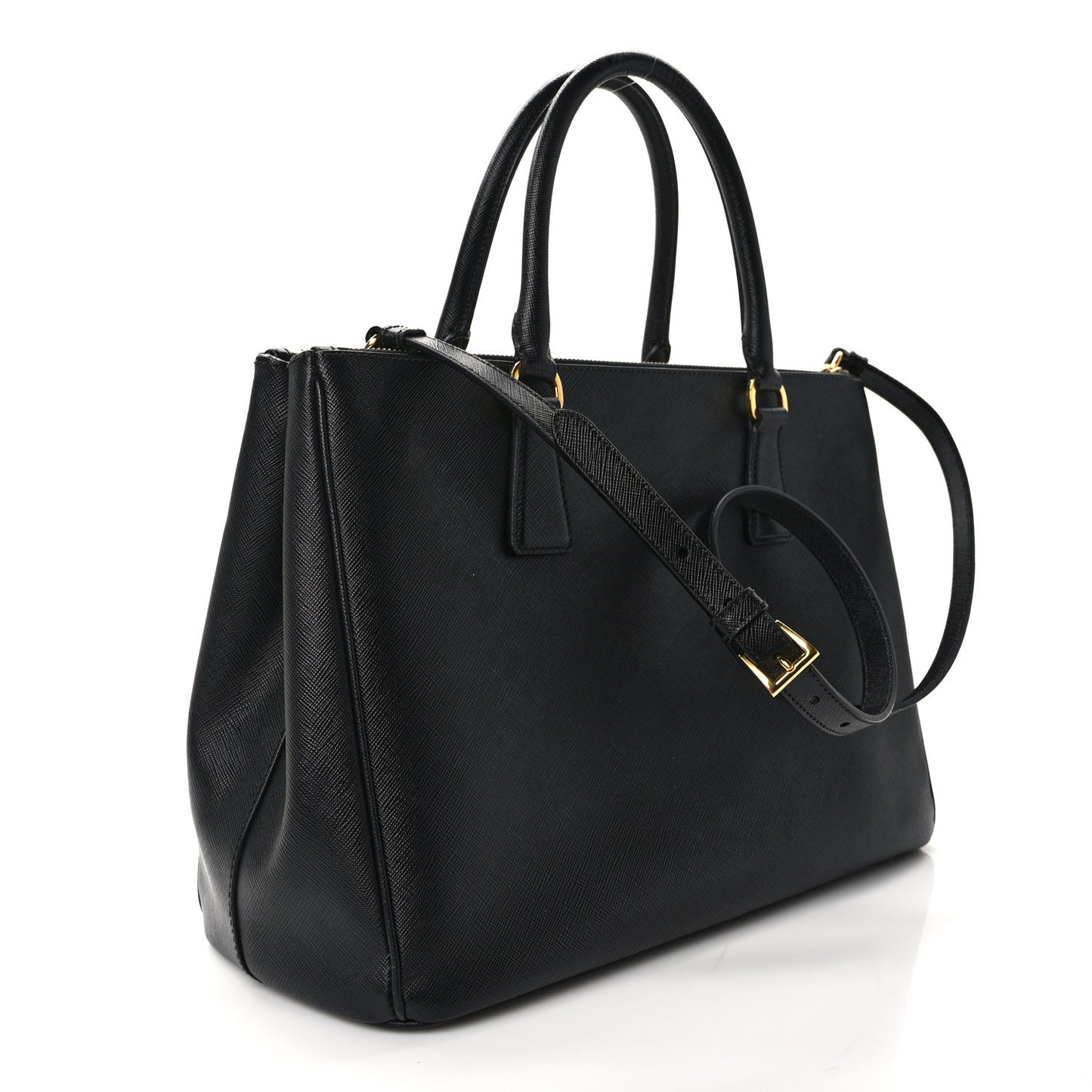 Saffiano Medium Galleria Double Zip Tote Black