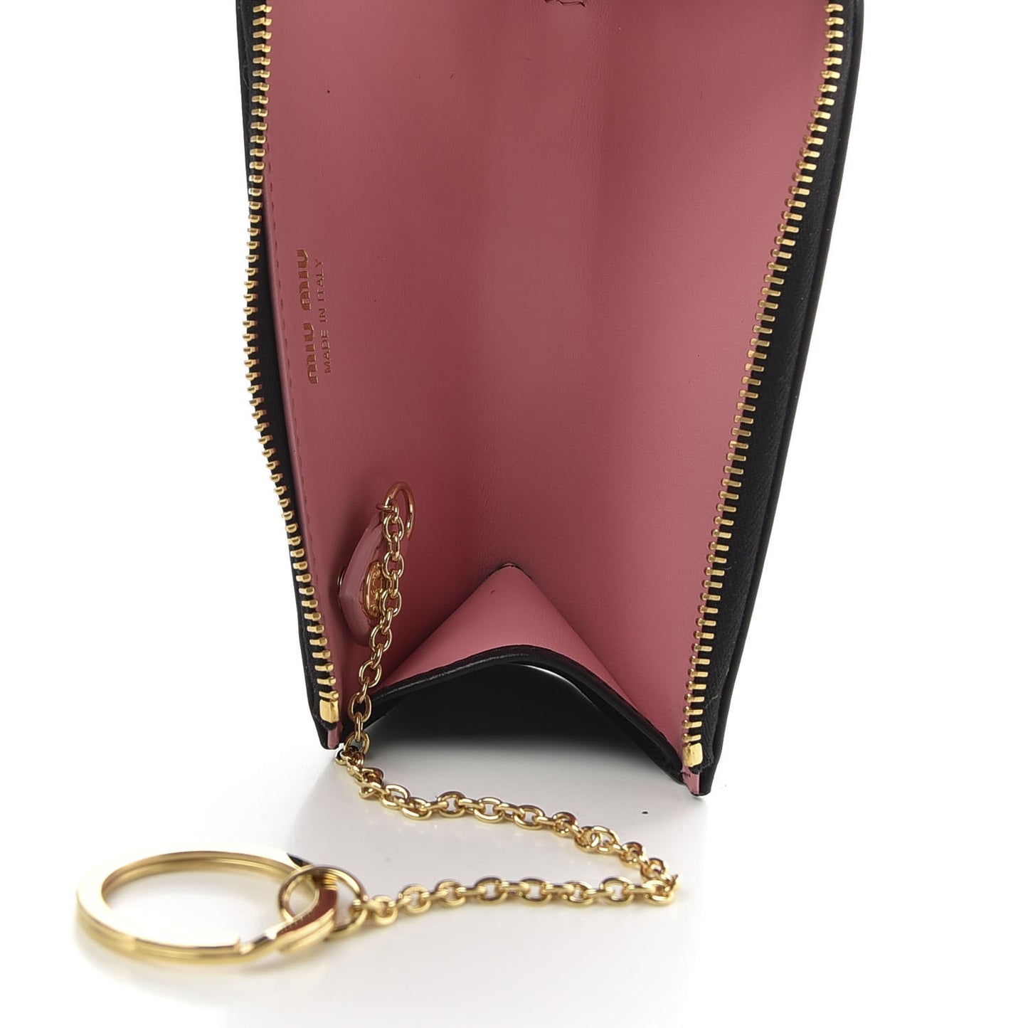 Soft Calf Bow Zip Coin Pouch Black Petalo
