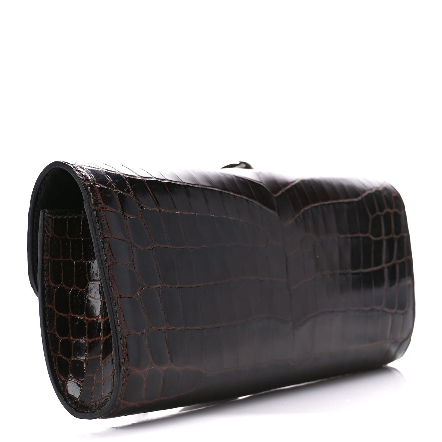 Shiny Niloticus Crocodile Egee Clutch Bordeaux