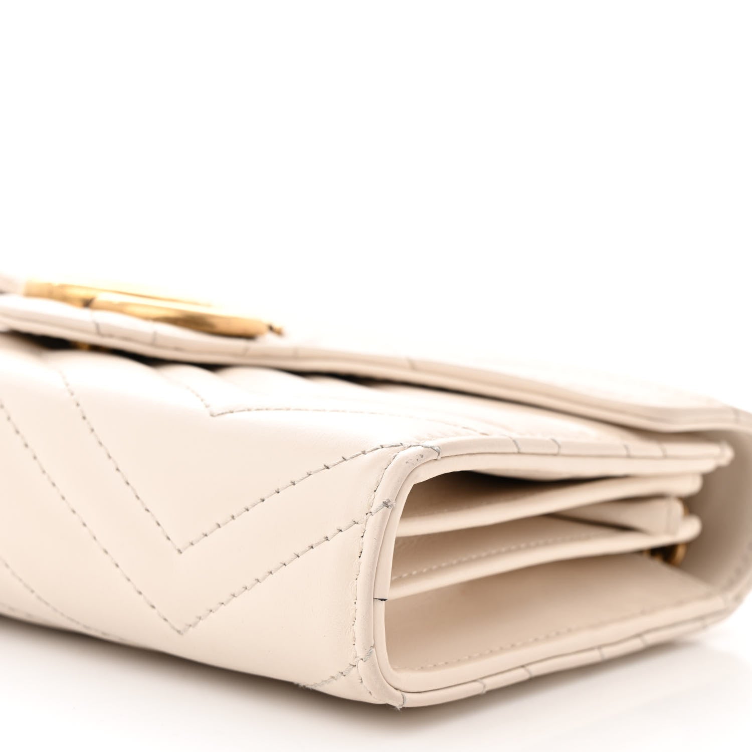 Gucci Calfskin Matelasse GG Marmont Chain Wallet Mystic White 11 of 15