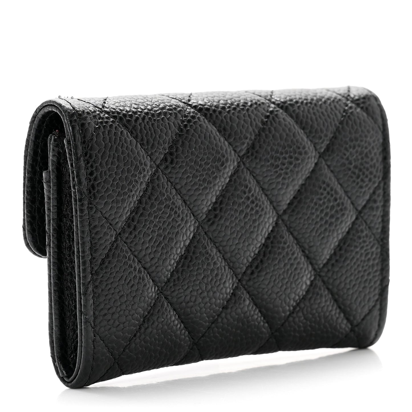 Caviar Quilted Flap Card Holder Black