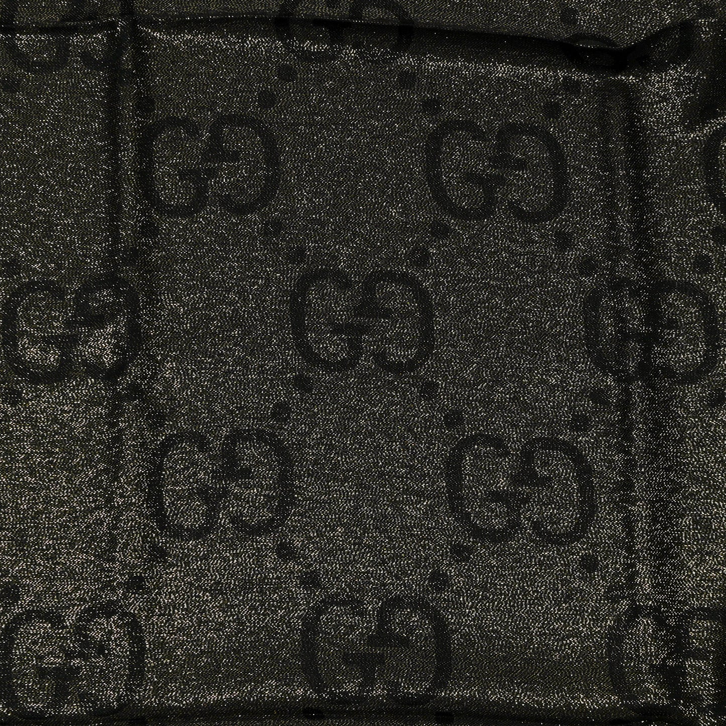 Wool Silk Jacquard Lame GG Monogram Atarest Lux Square Shawl Black Gold