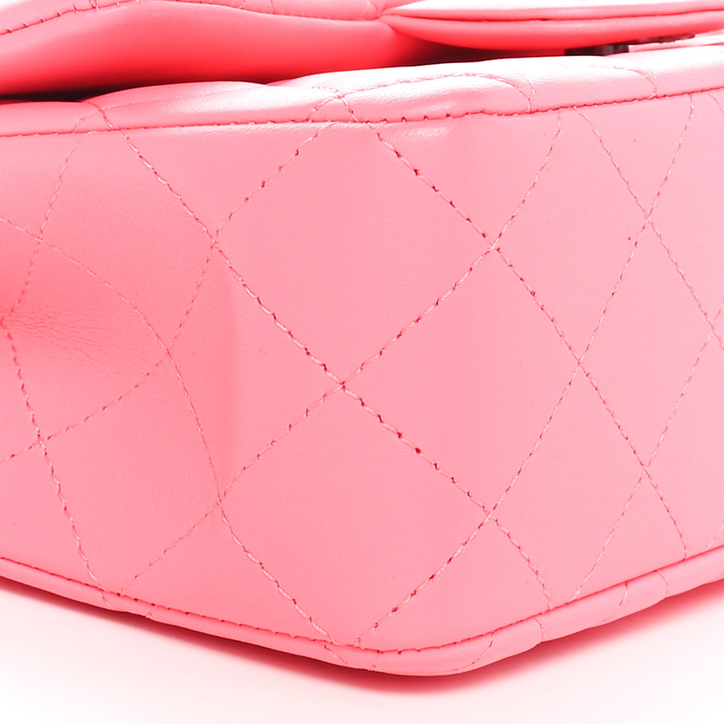 Lambskin Quilted Mini Rectangular Flap Coral Pink
