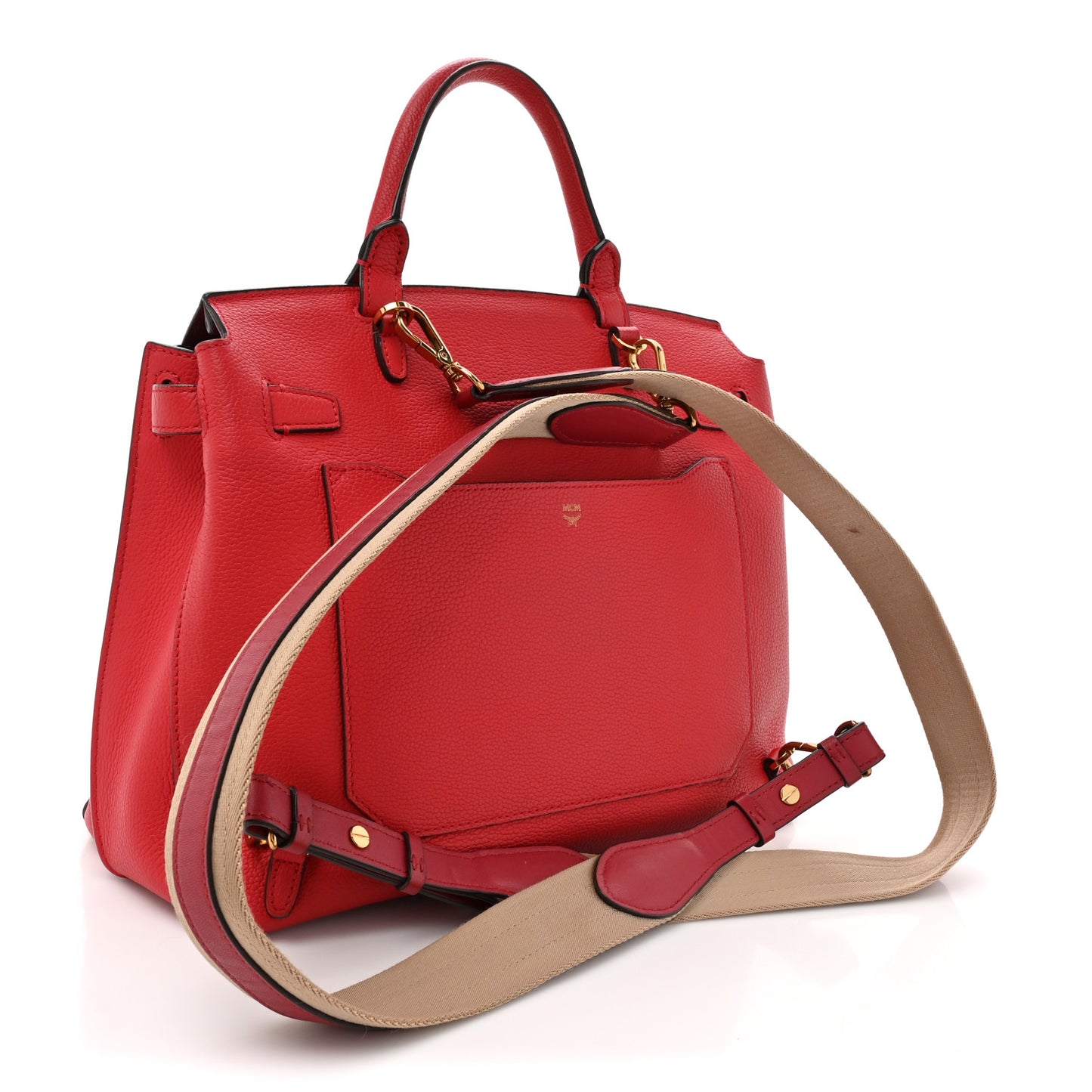 Grained Calfskin Large Milla Convertible Backpack Red