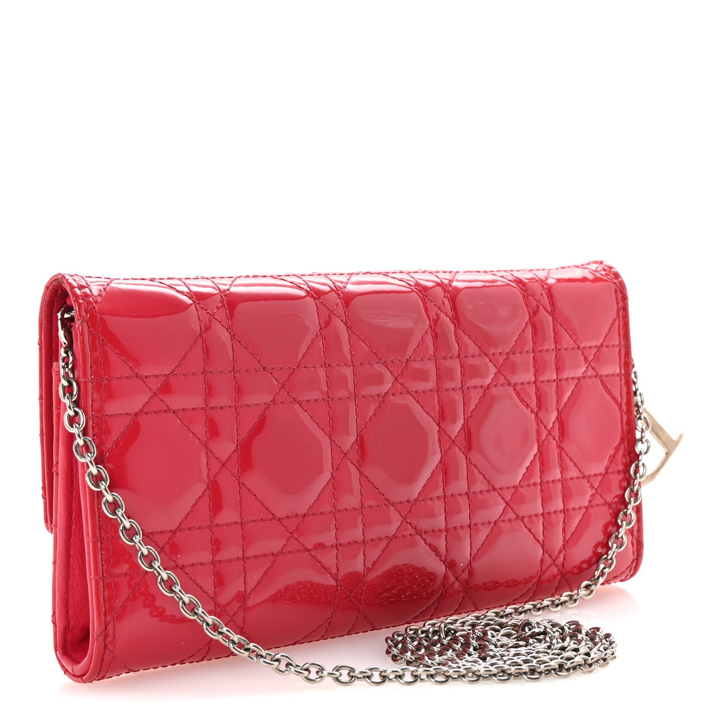 Patent Cannage Lady Dior Rendezvous Wallet On Chain Fuchsia