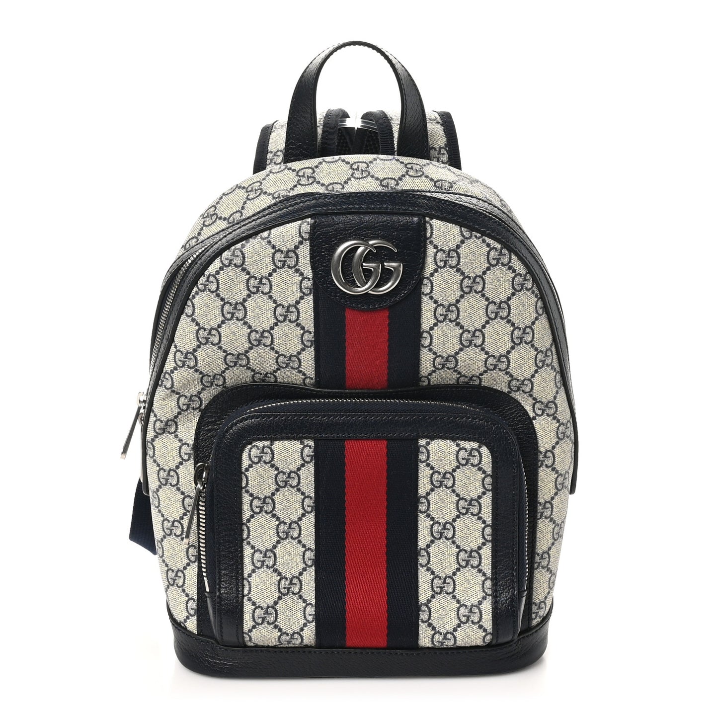 GG Supreme Monogram Textured Dollar Calfskin Web Small Ophidia Day Backpack Beige Blue Black