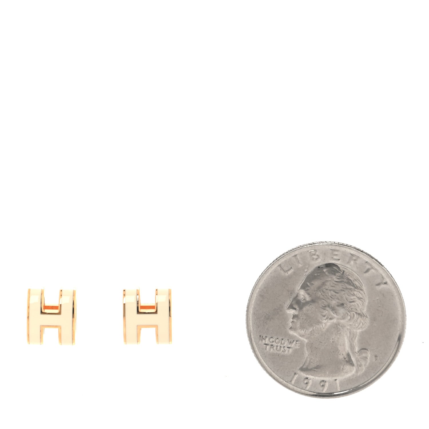 Hermes Rose Gold Lacquered Mini Pop H Earrings White 2 of 6