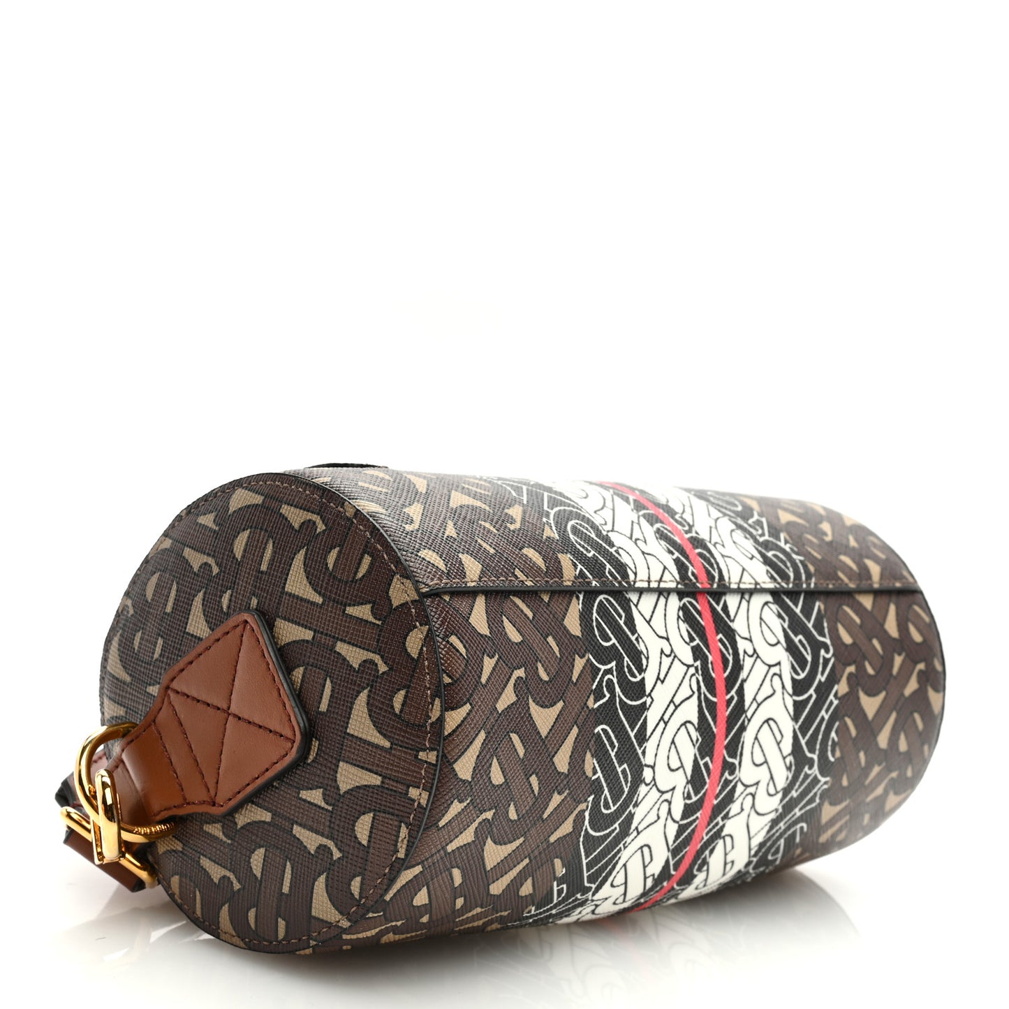 E-Canvas Monogram Stripe The Barrel Bag Bridle Brown
