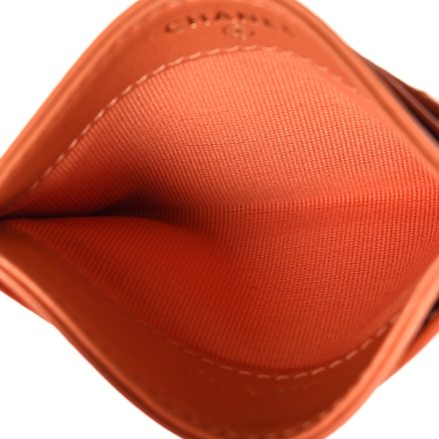 Patent Calfskin Quilted Card Holder Orange