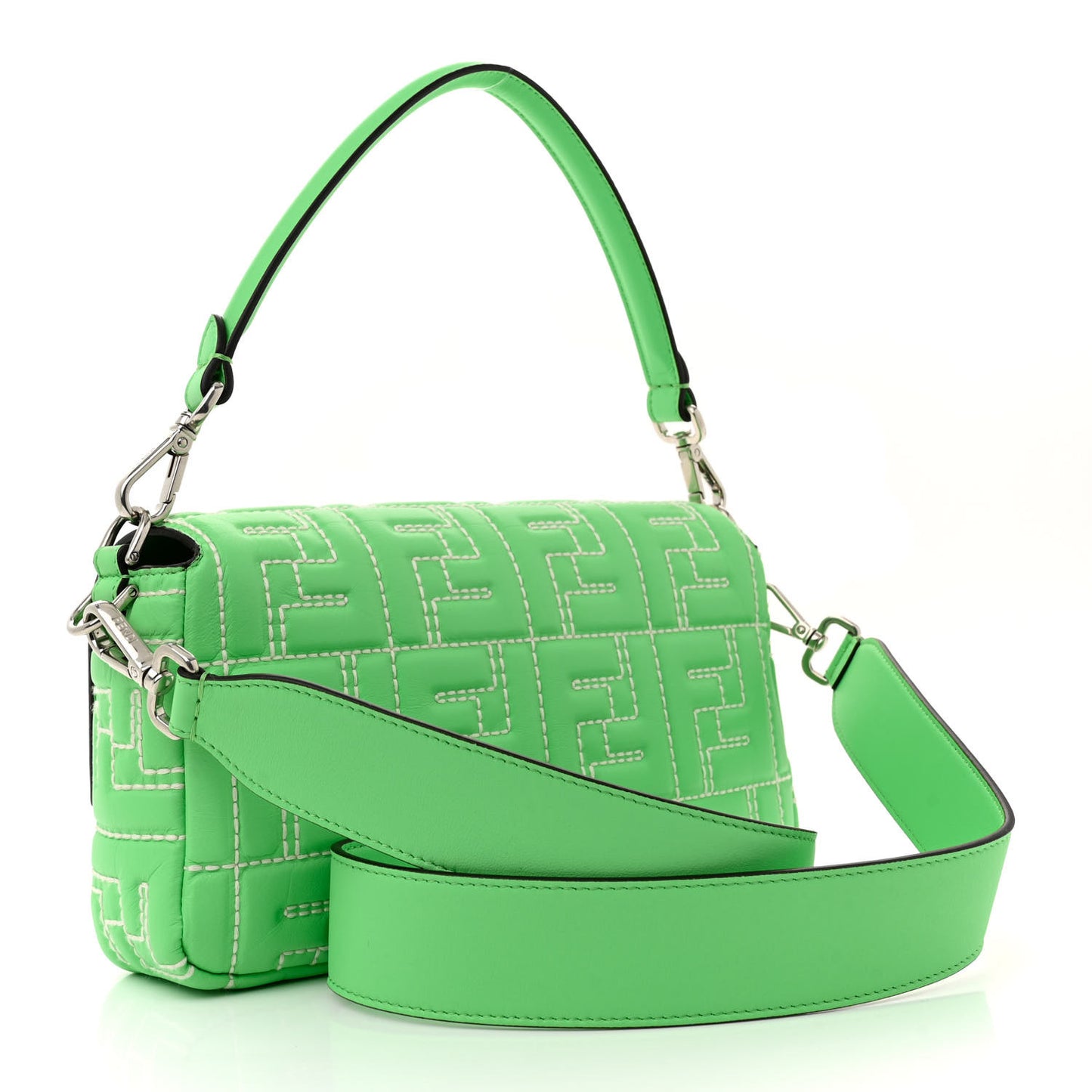 Nappa Stitched FF 1974 Embossed Baguette Edamame