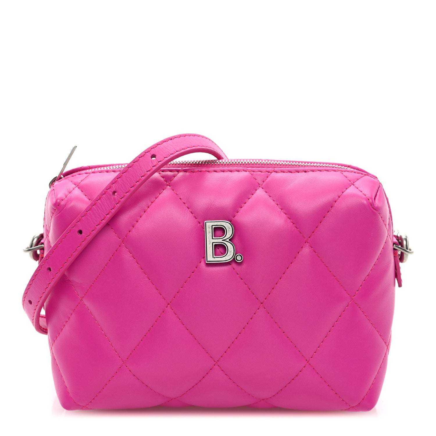 Balenciaga Nappa Calfskin Quilted XS Touch B Camera Shoulder Bag Fuchsia 1 of 8