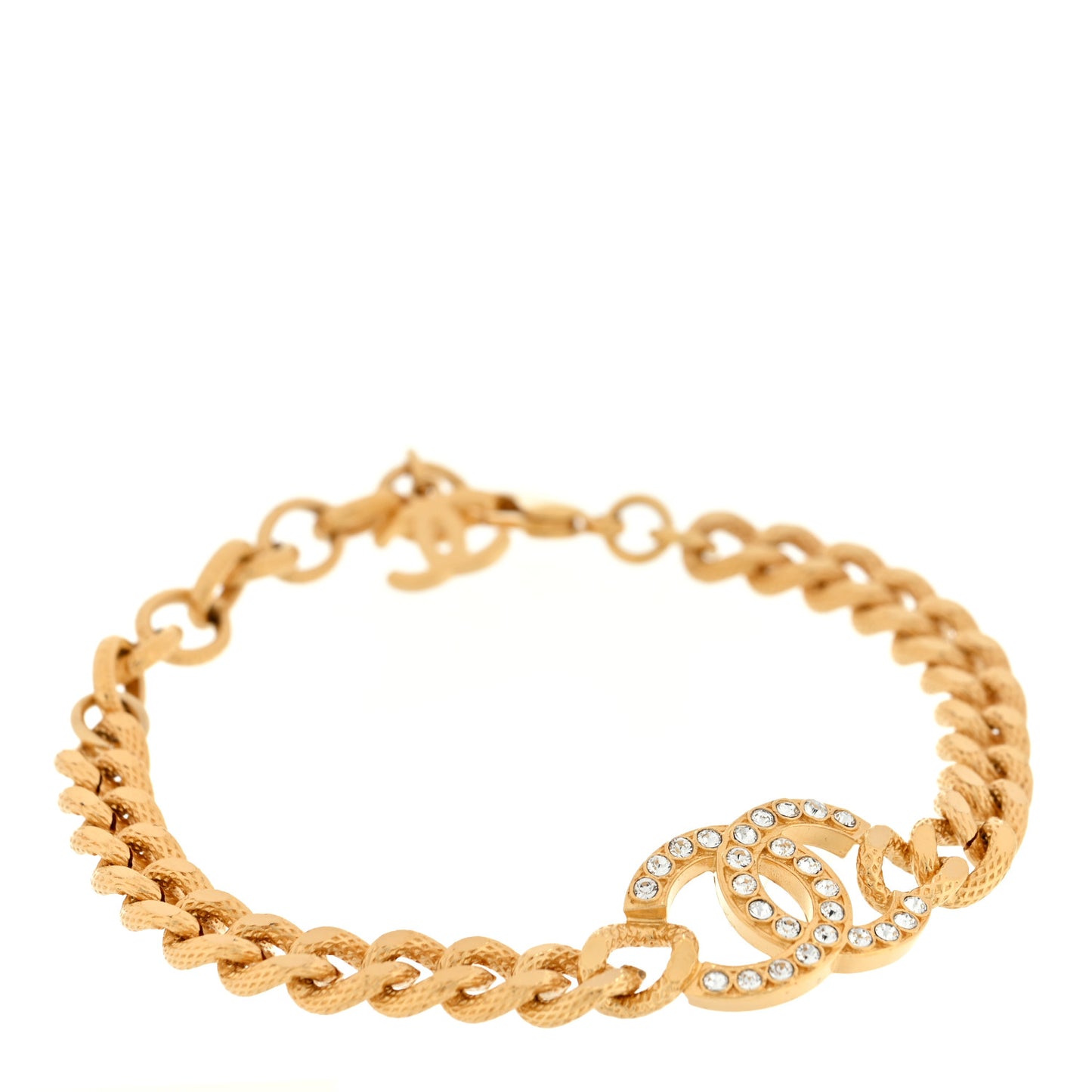 Crystal CC Chain Link Bracelet Gold