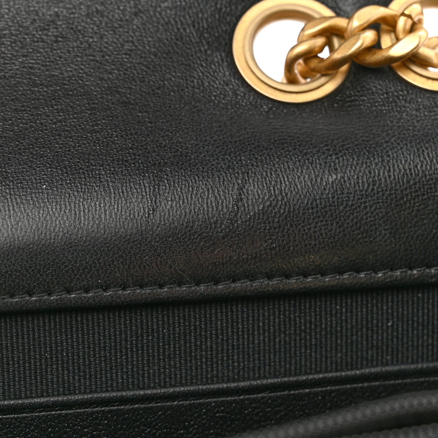 Shiny Lambskin Quilted Dynasty Wallet On Chain WOC Black