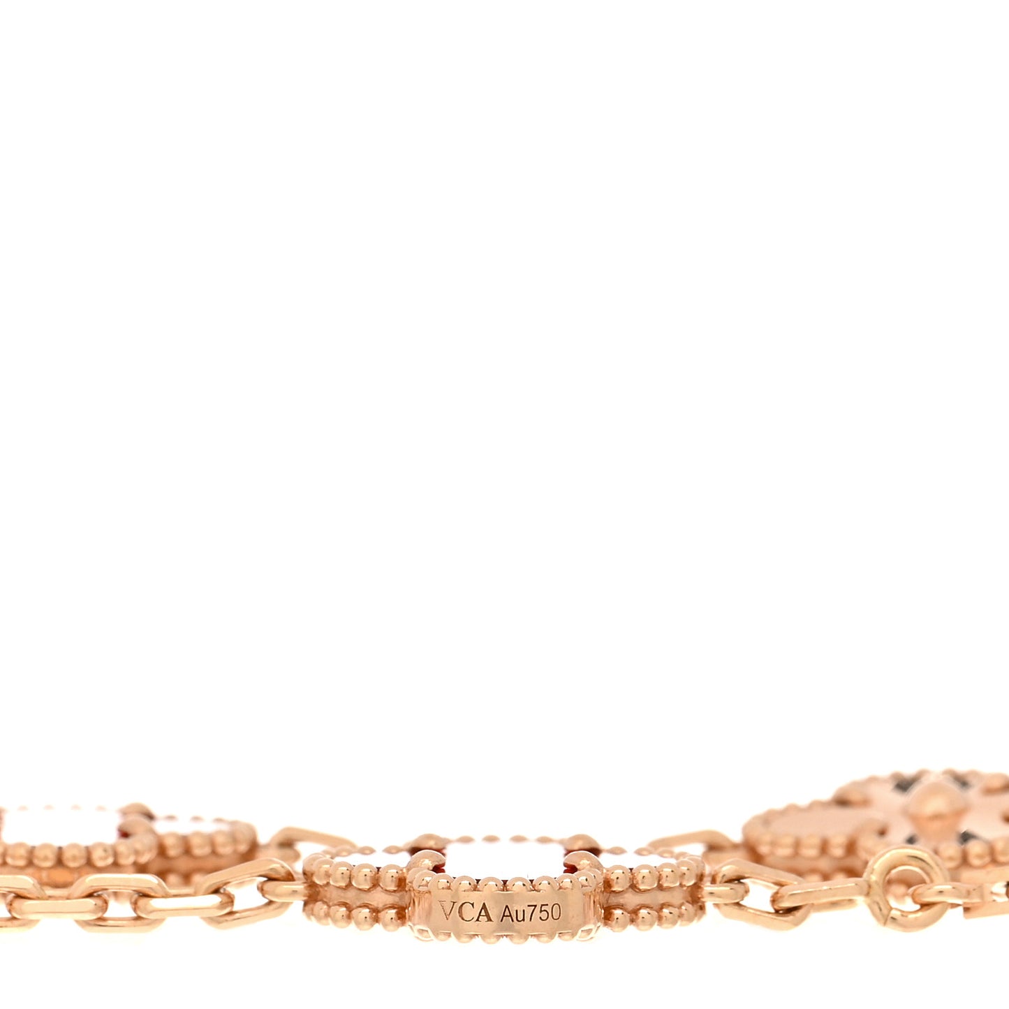 18K Rose Gold Carnelian 5 Motifs Guilloche Vintage Alhambra Bracelet