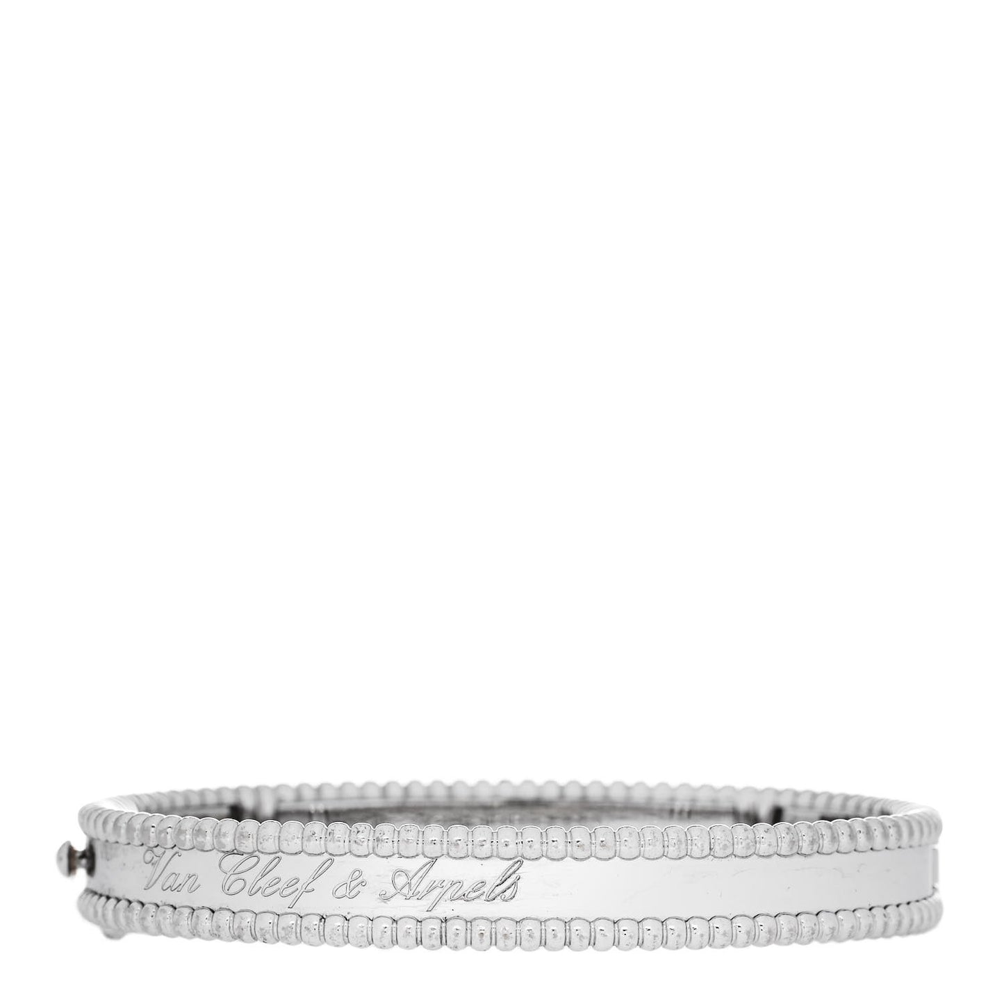 18K White Gold Perlee Signature Bangle Bracelet S