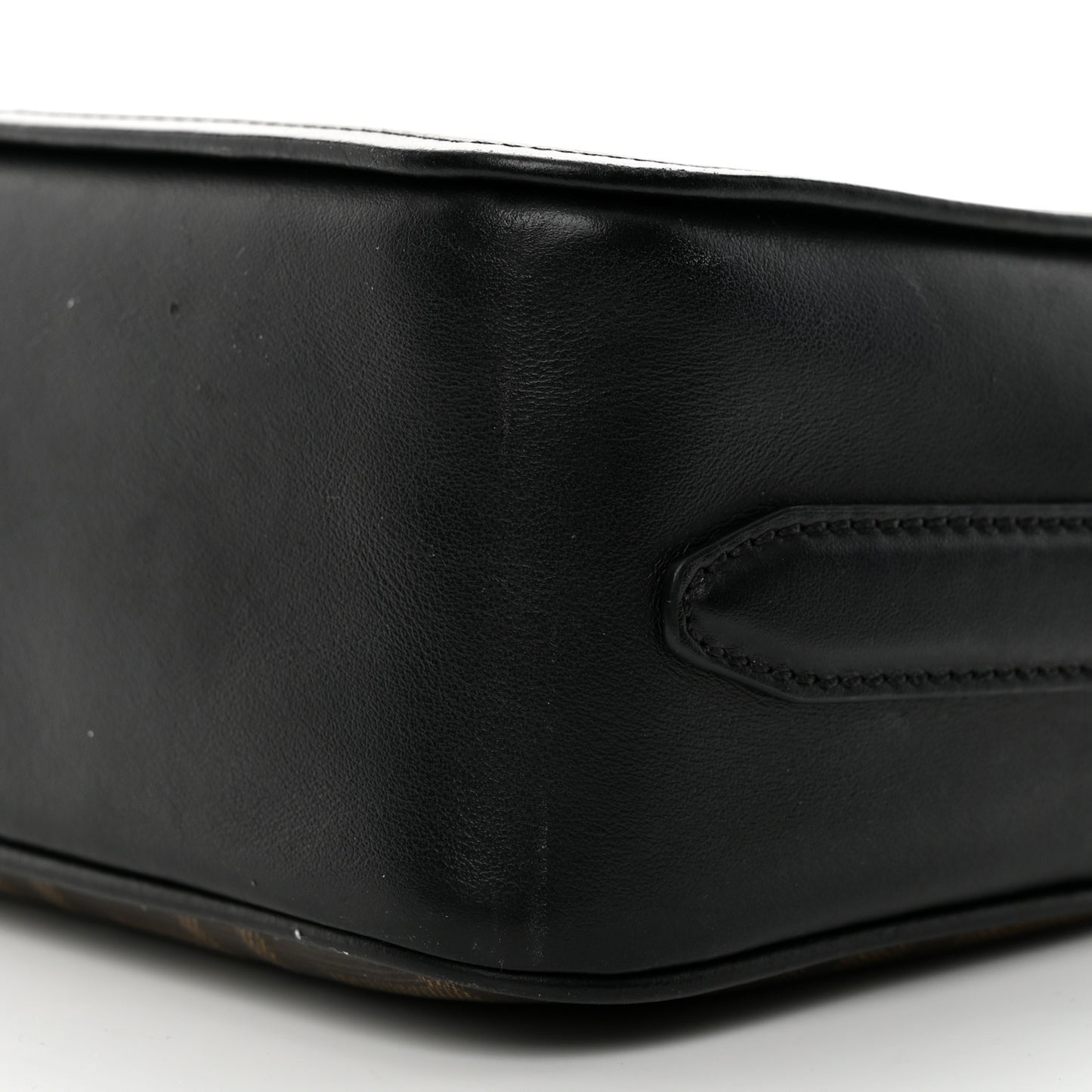 Glazed Fabric Vitello Century FF 1974 Stamp Patch Camera Case Mogano Panna Black