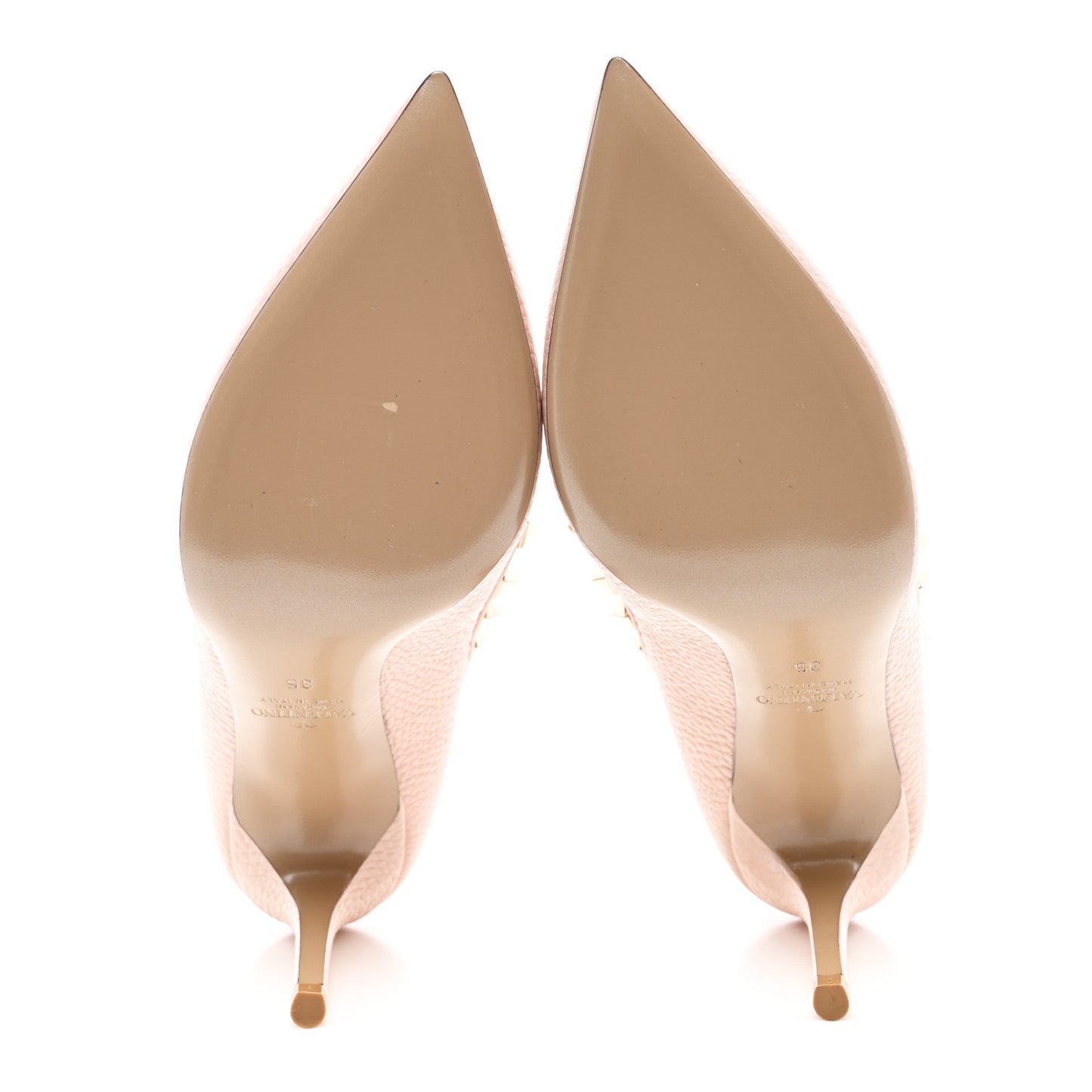 Pebbled Calfskin Rockstud 85mm Pumps 35 Rose Quartz