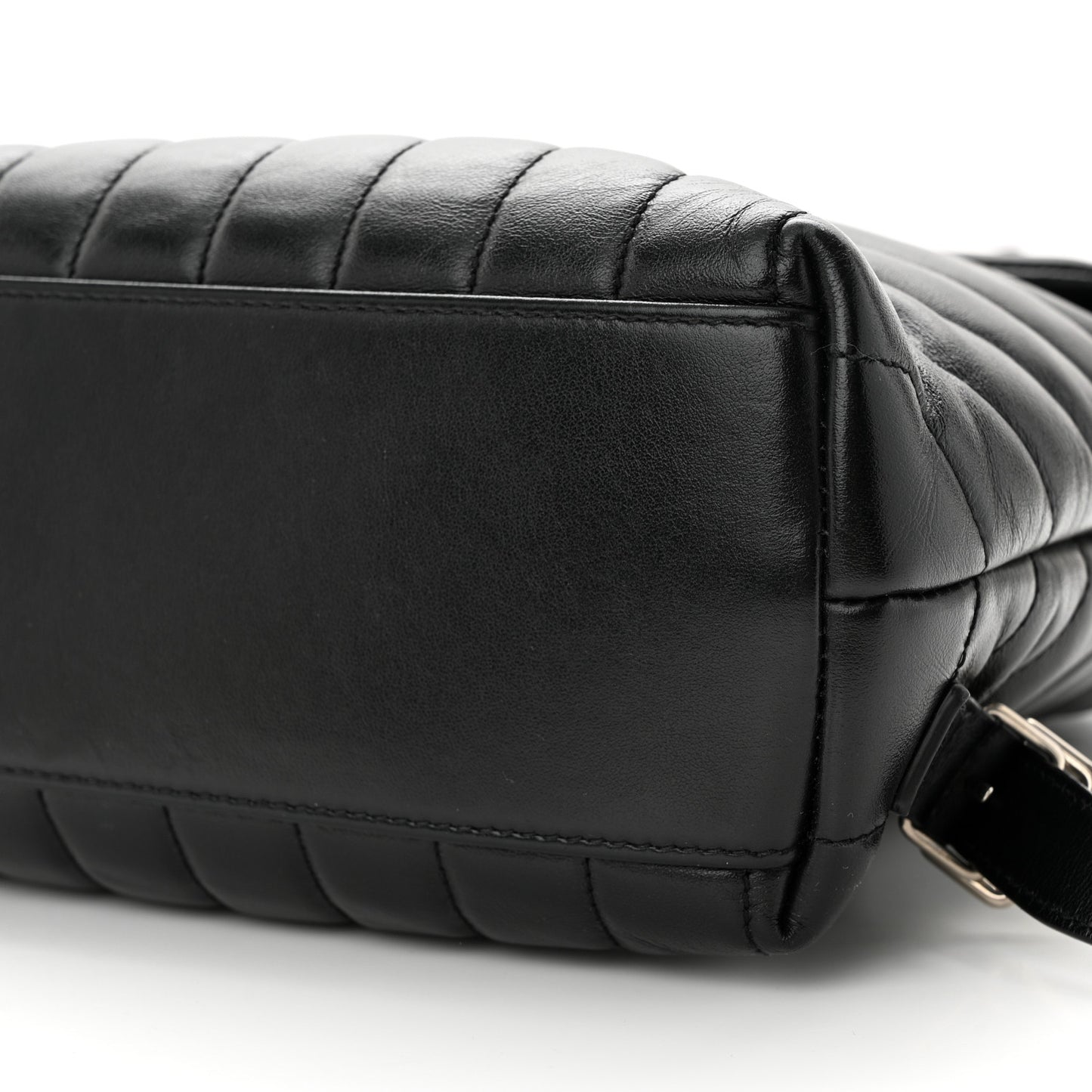 SAINT LAURENT Calfskin Y Quilted Monogram Small Loulou Backpack Black