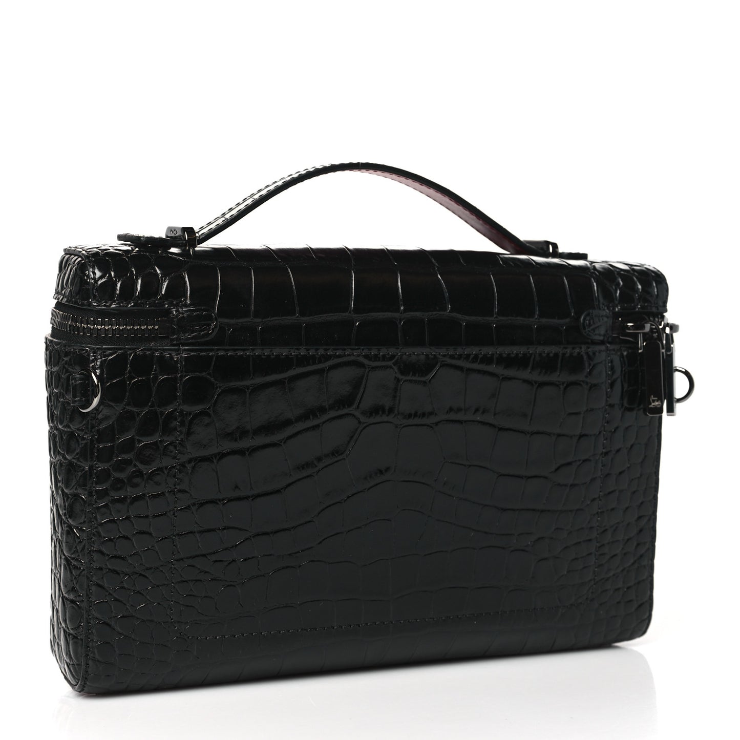 Crocodile Embossed Calfskin Kypipouch Travel Toiletry Case Black